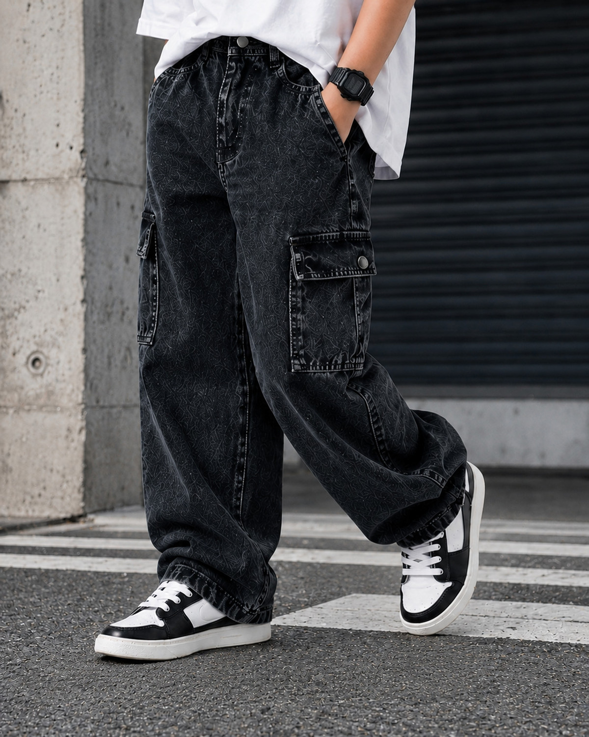 Image of ARTVISION Boys Loose Fit Mid Rise Dark Grey Jeans