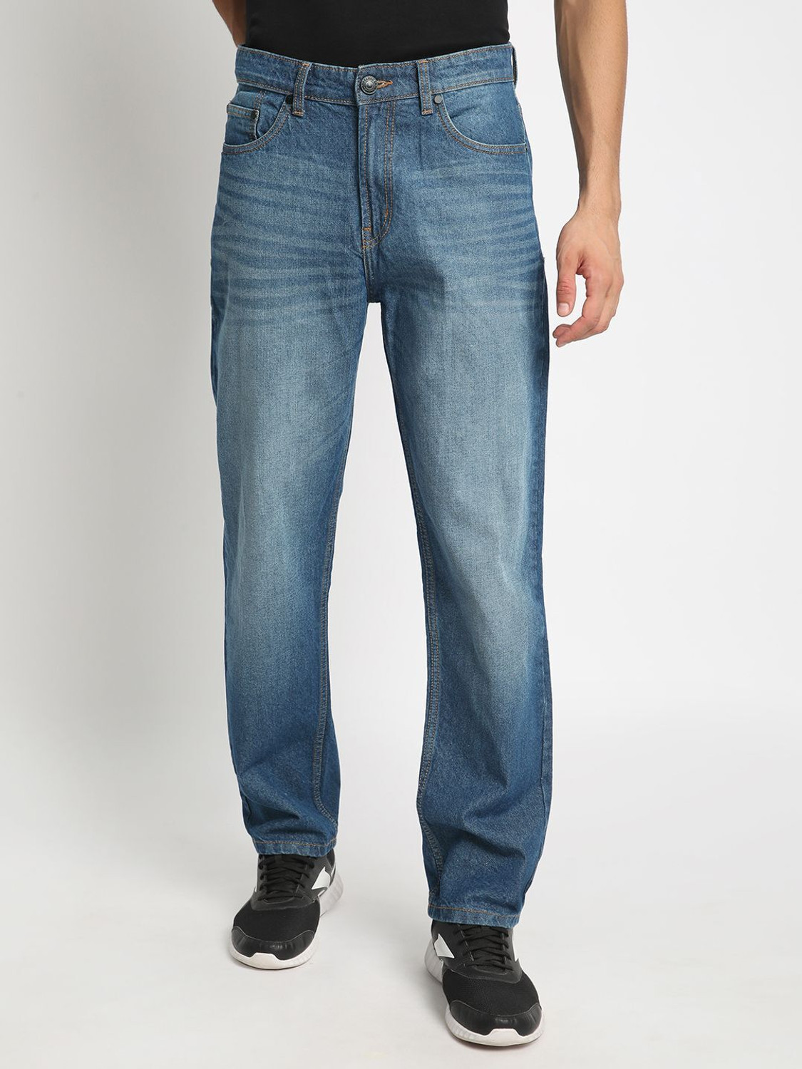 Image of Bene Kleed Men Loose Fit Mid Rise Blue Jeans