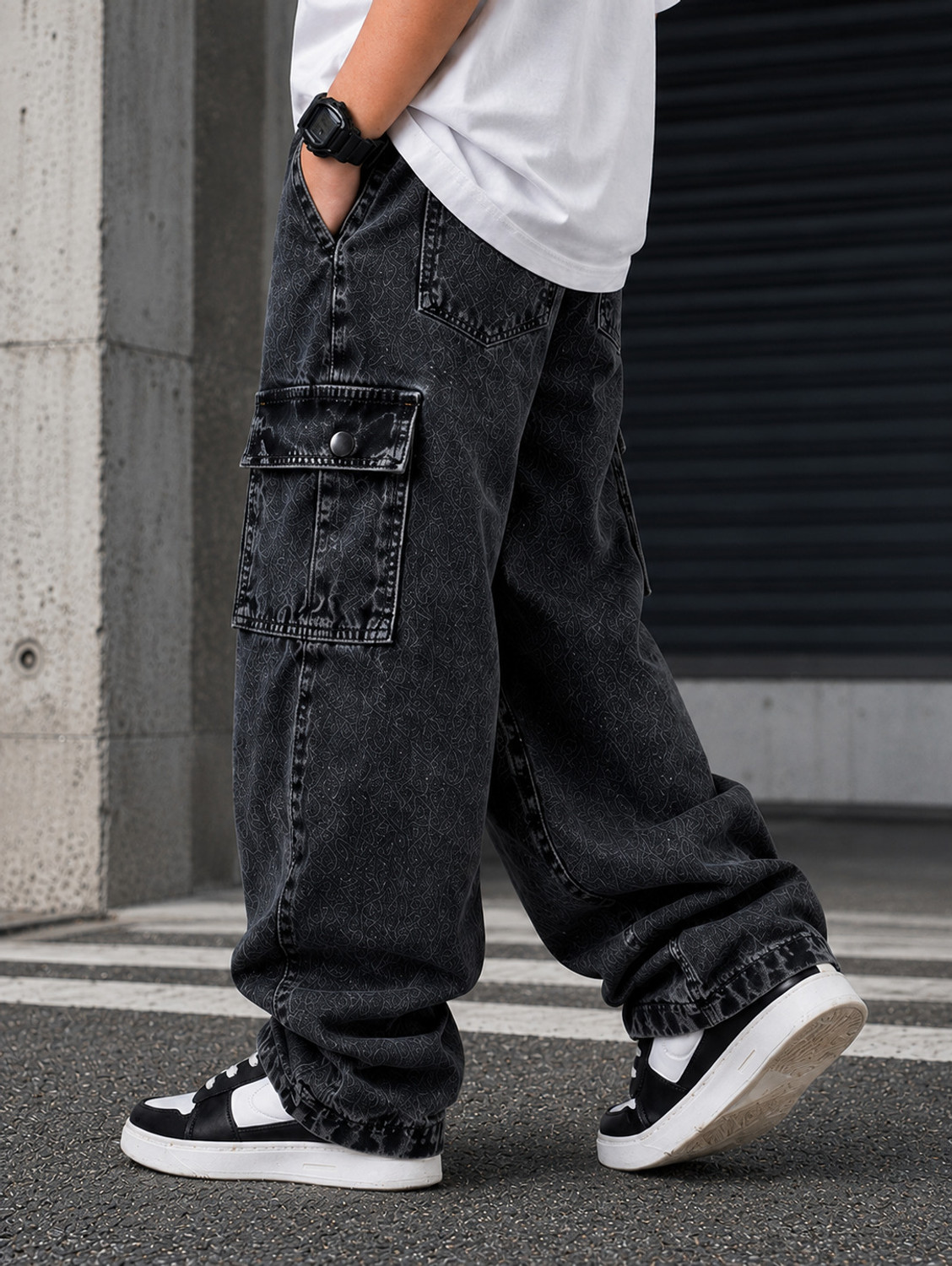 Image of ARTVISION Boys Loose Fit Mid Rise Dark Grey Jeans