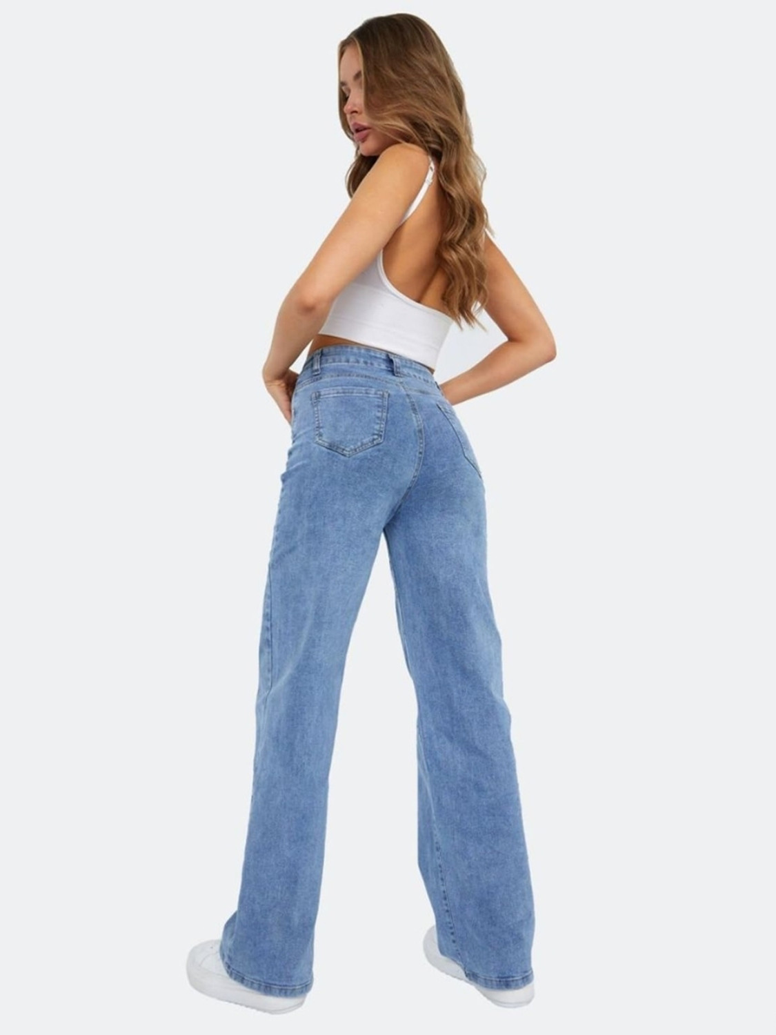 Image of Crazeis Women Loose Fit High Rise Light Blue Jeans