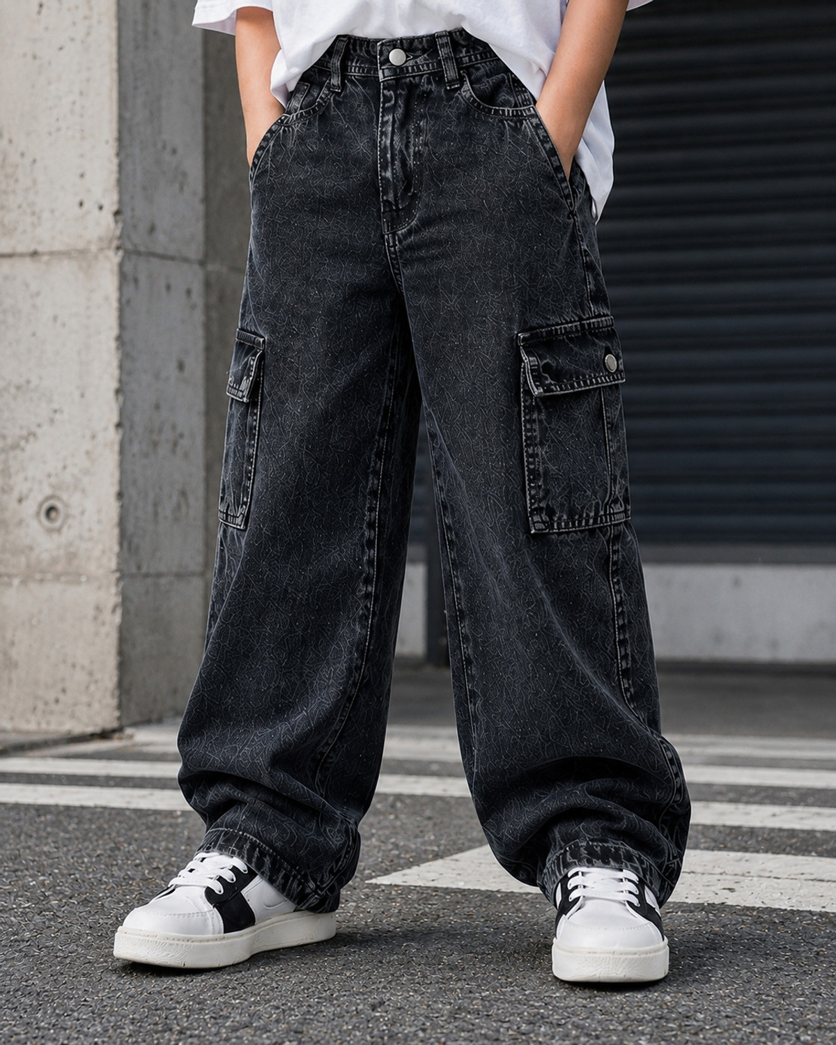 Image of ARTVISION Boys Loose Fit Mid Rise Dark Grey Jeans
