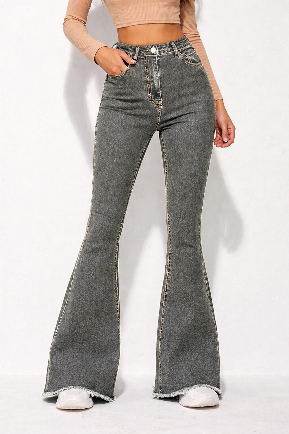 Image of Robecult Women Boot-Leg High Rise Dark Blue Jeans