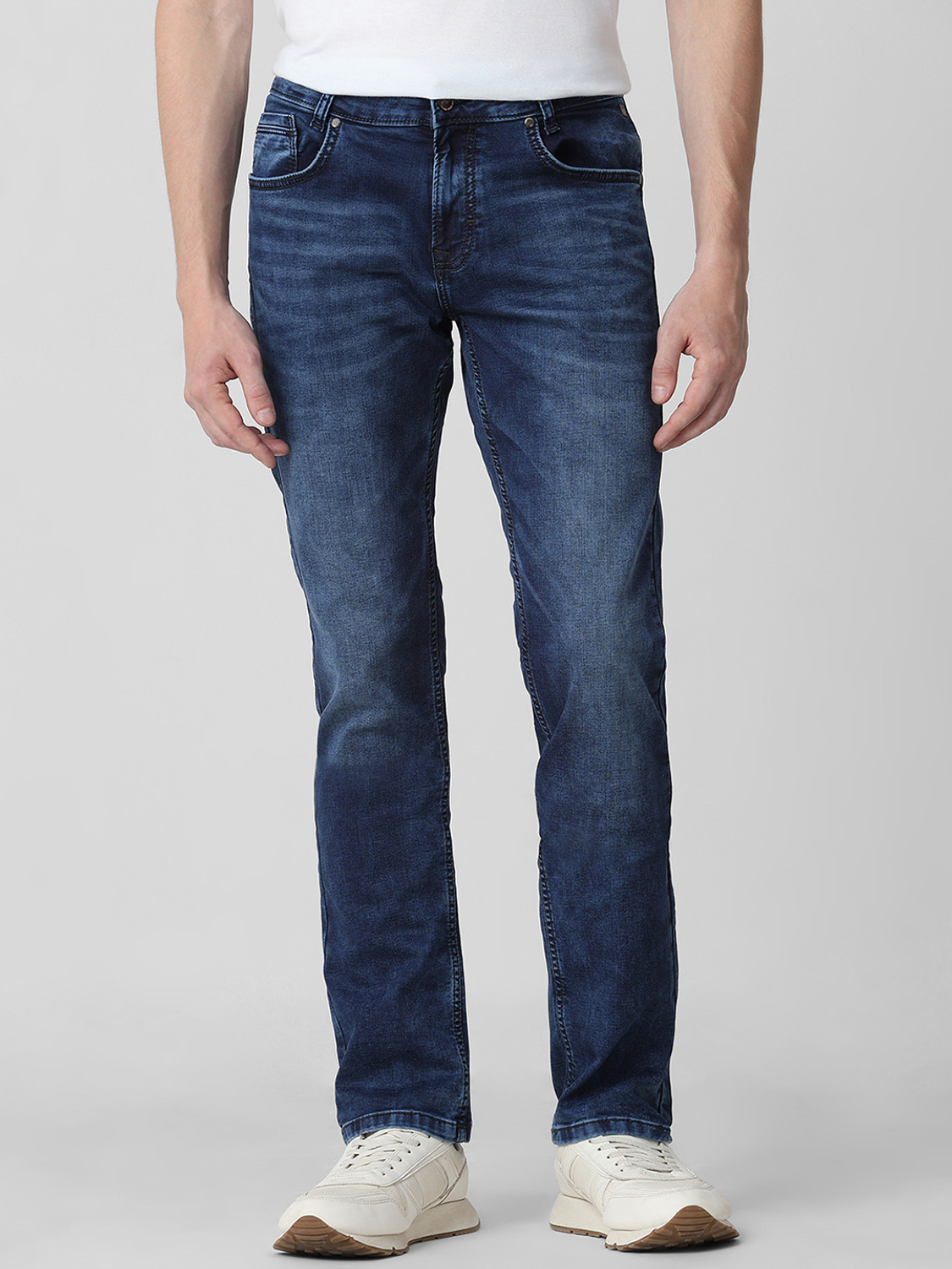 Image of MUFTI Men Slim Mid Rise Blue Jeans