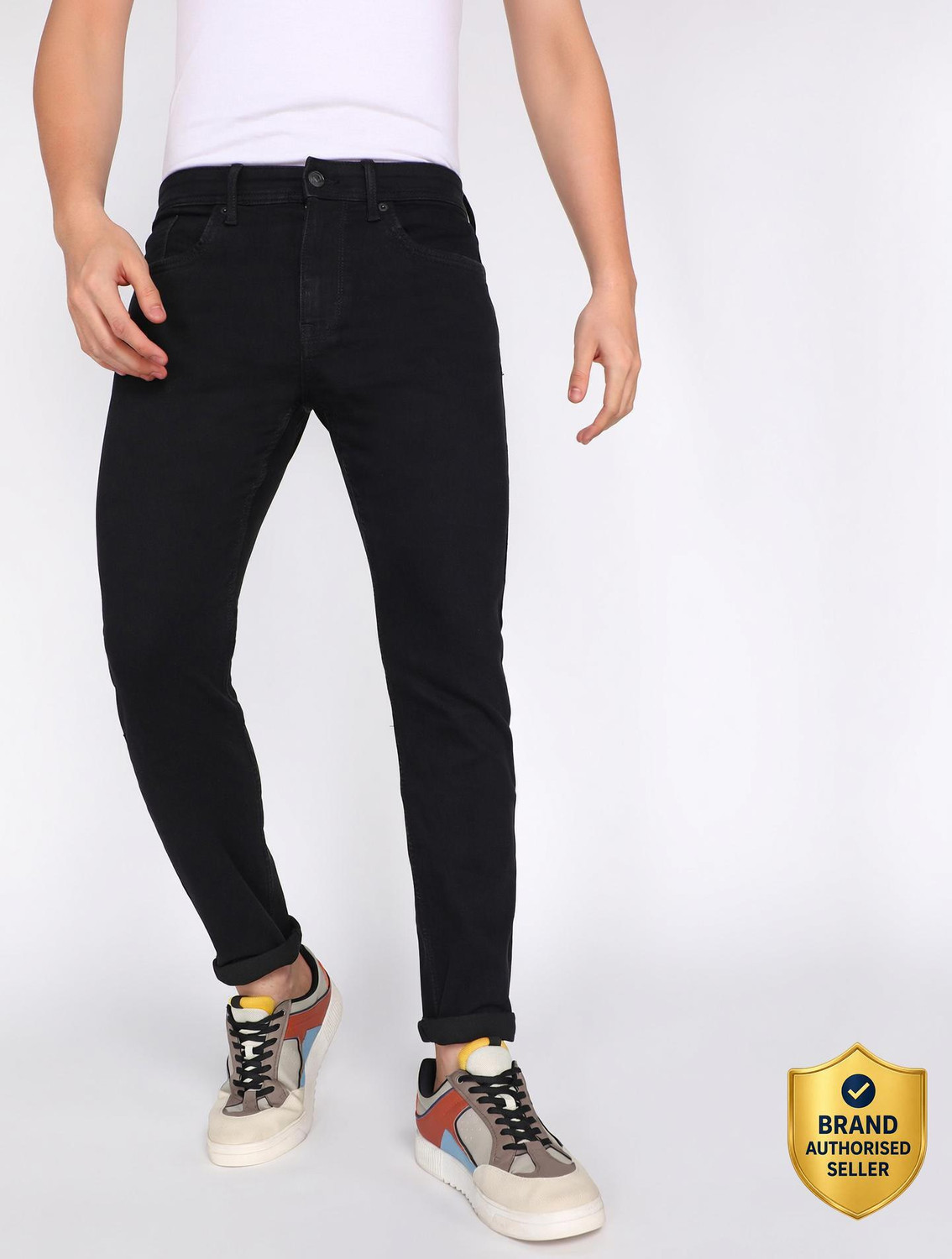 Image of FLYING MACHINE Men Tapered Fit Mid Rise Blue Jeans