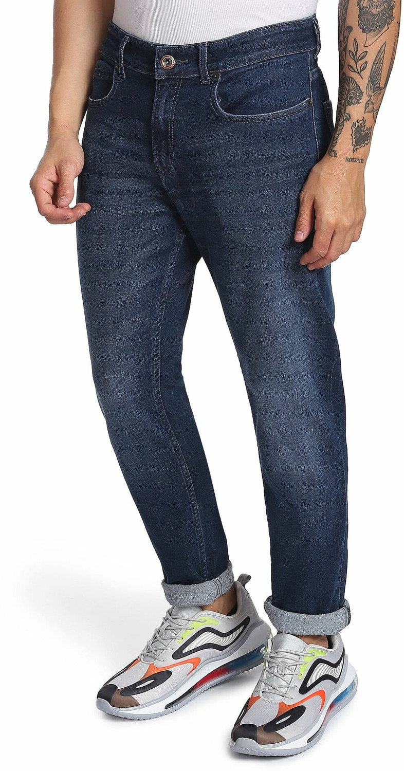 Image of FLYING MACHINE Men Slim Mid Rise Blue Jeans
