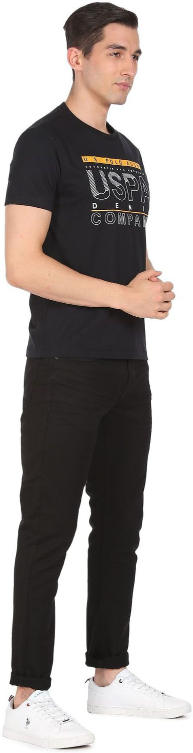 Image of U.S. POLO ASSN. Men Slim Mid Rise Black Jeans