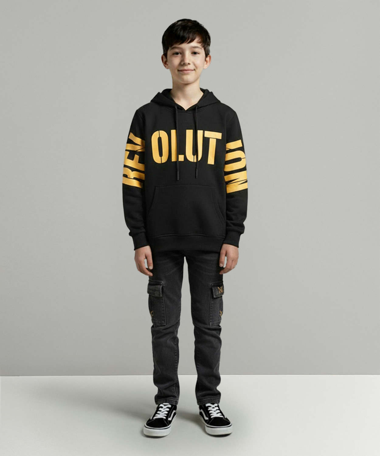 Image of ARTVISION Boys Loose Fit Mid Rise Dark Grey Jeans