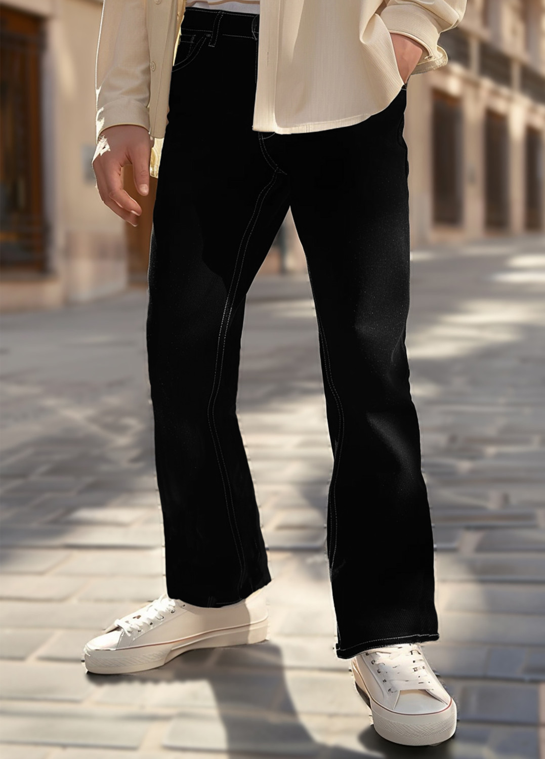 Urbano Fashion Boot-Leg Men Black Jeans
