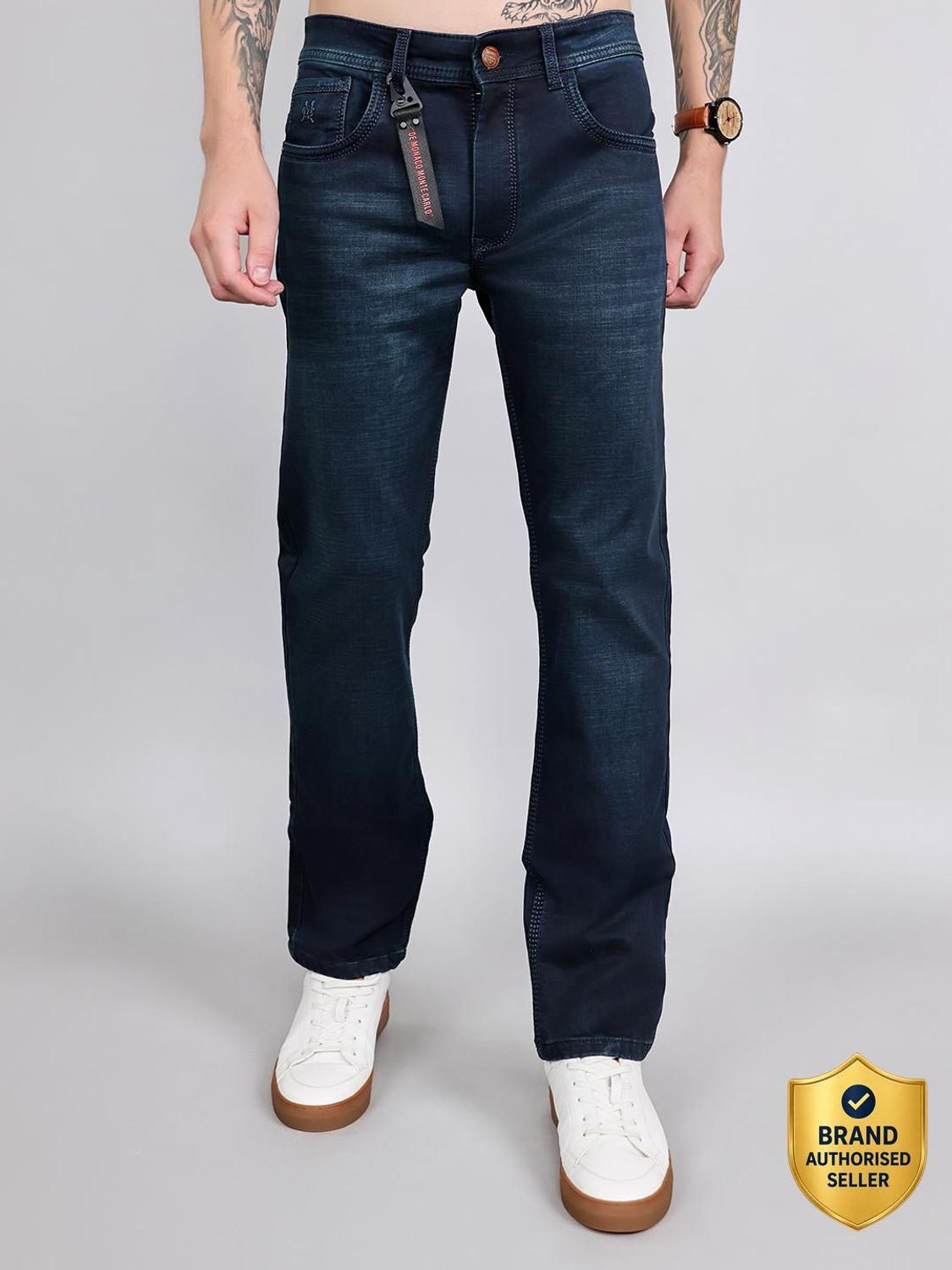 Image of MUFTI Men Slim Mid Rise Blue Jeans