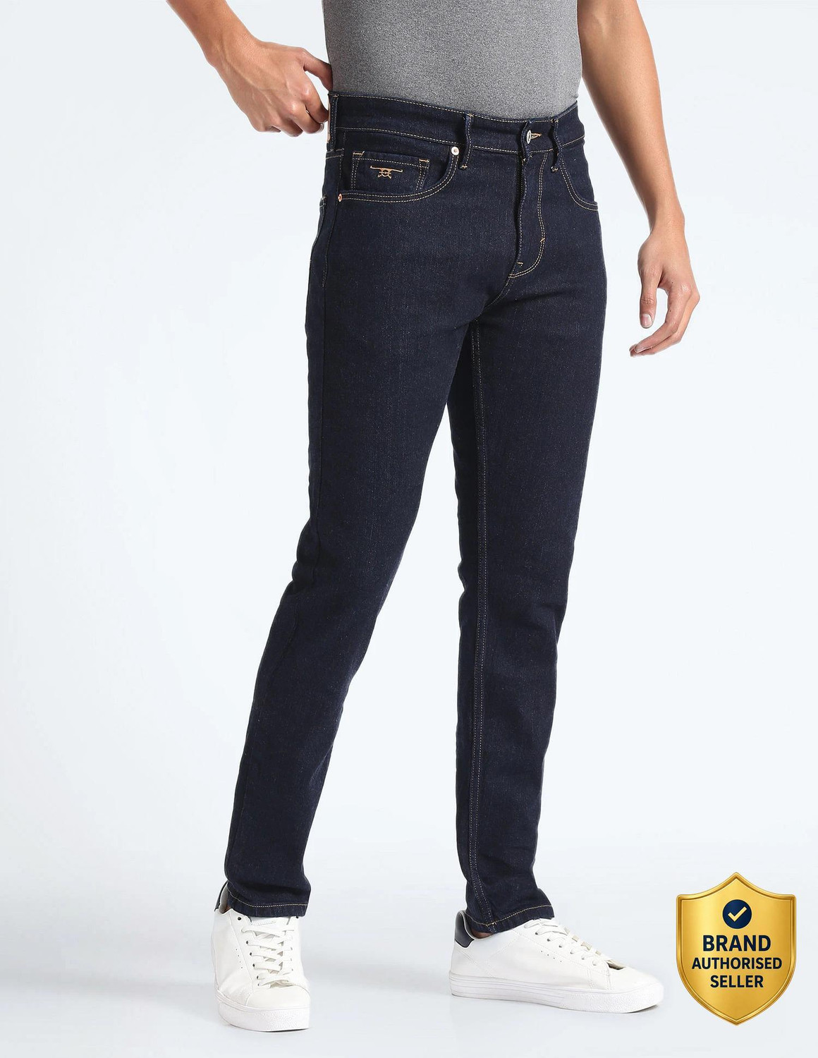 Image of FLYING MACHINE Men Tapered Fit Mid Rise Blue Jeans