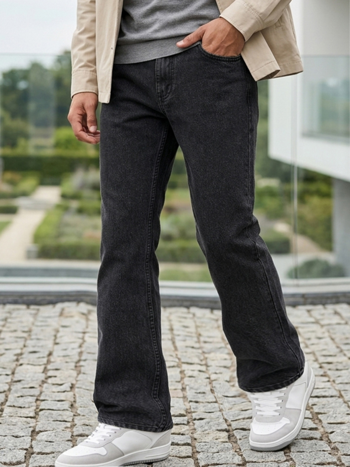 Urbano Boot-Leg Men Black Jeans