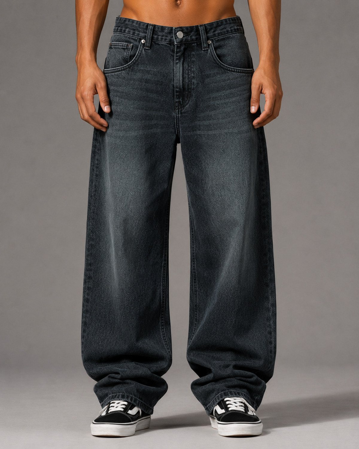 Image of woomny Men Baggy Fit High Rise Green Jeans