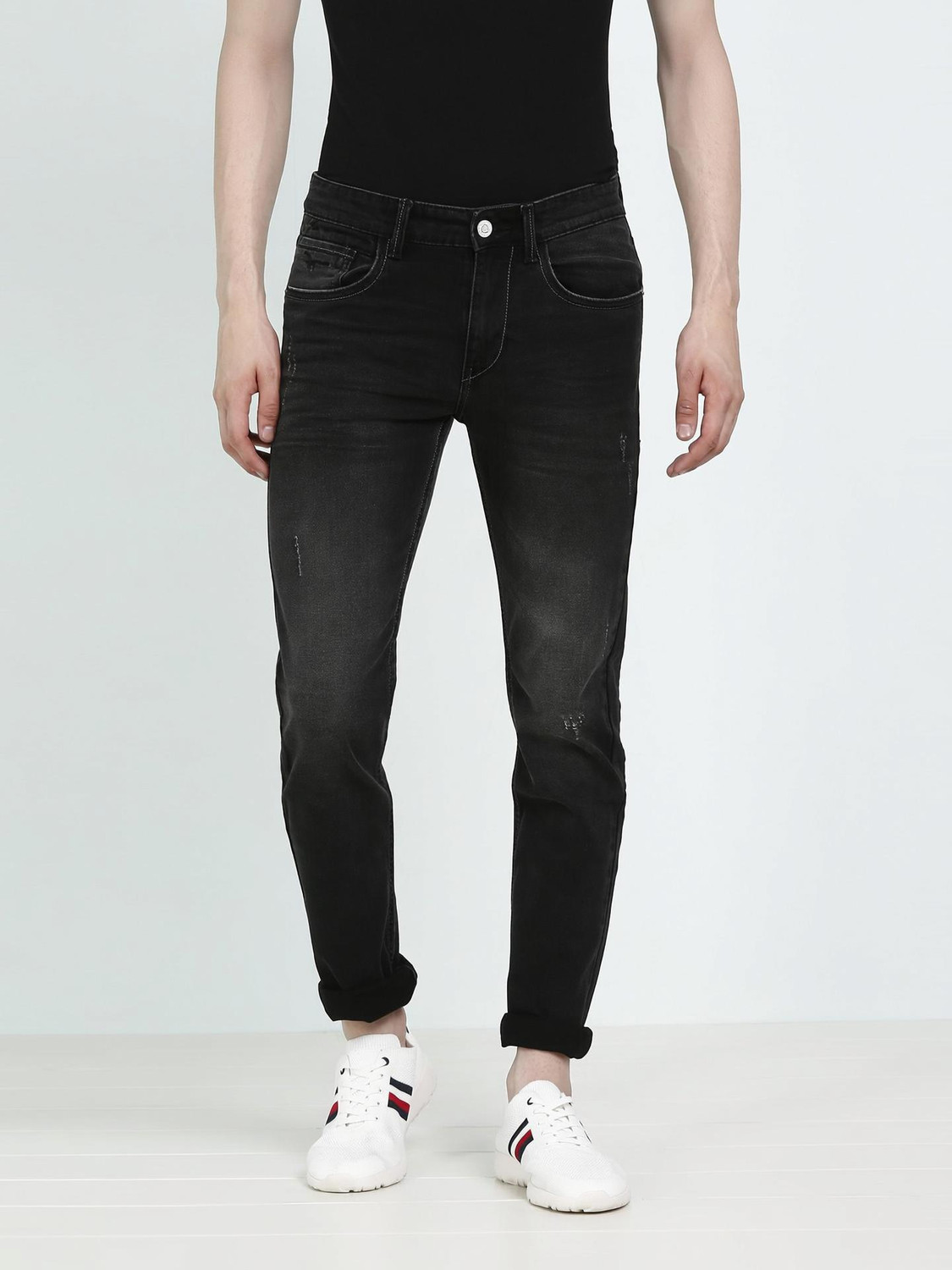 Image of FLYING MACHINE Men Tapered Fit Mid Rise Blue Jeans