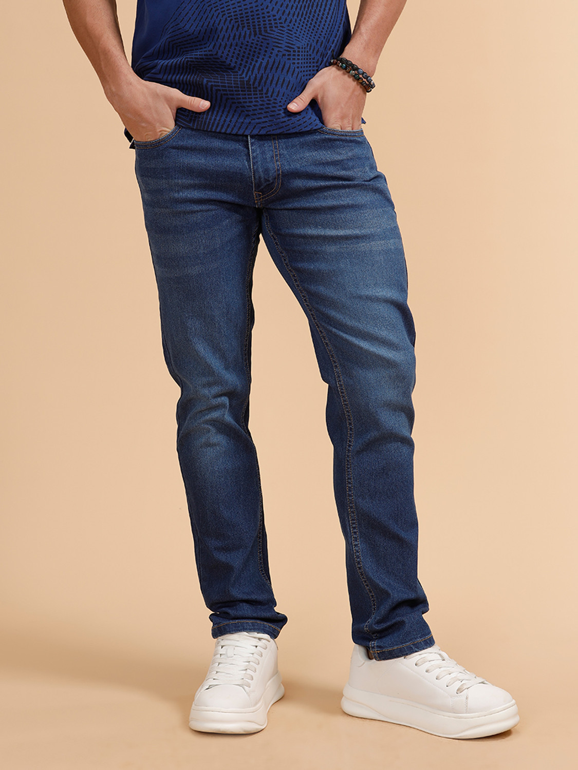 wrogn slim men dark blue jeans