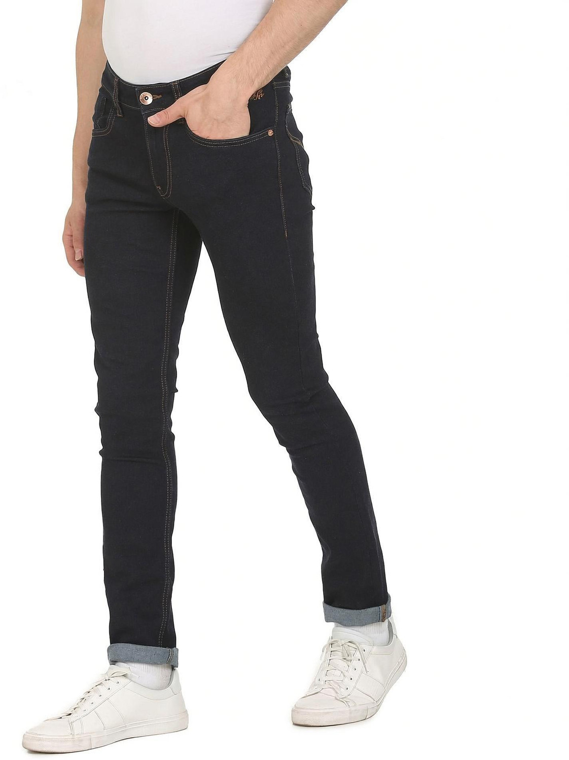Image of FLYING MACHINE Men Slim Mid Rise Blue Jeans