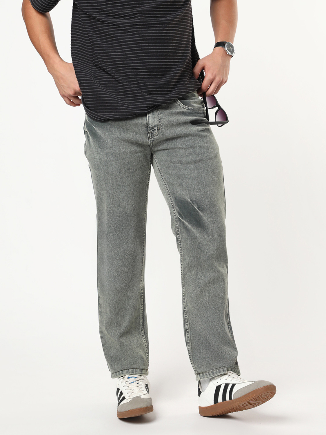 Men Regular Mid Rise Grey Jeans