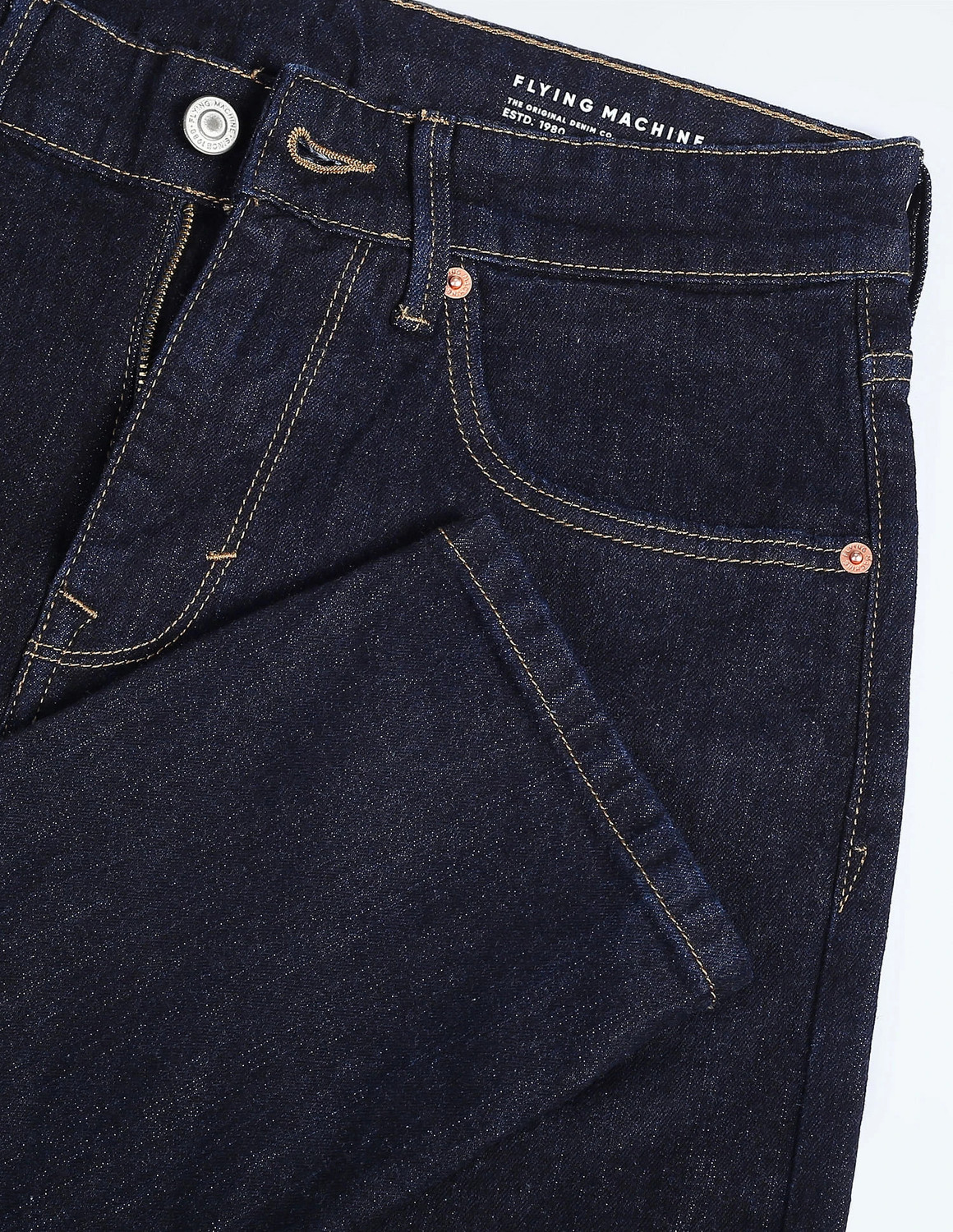Image of FLYING MACHINE Men Tapered Fit Mid Rise Blue Jeans
