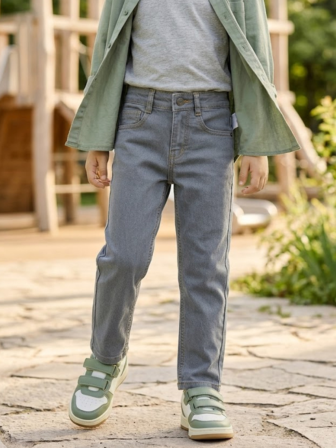 Image of ARTVISION Boys Loose Fit Mid Rise Dark Grey Jeans