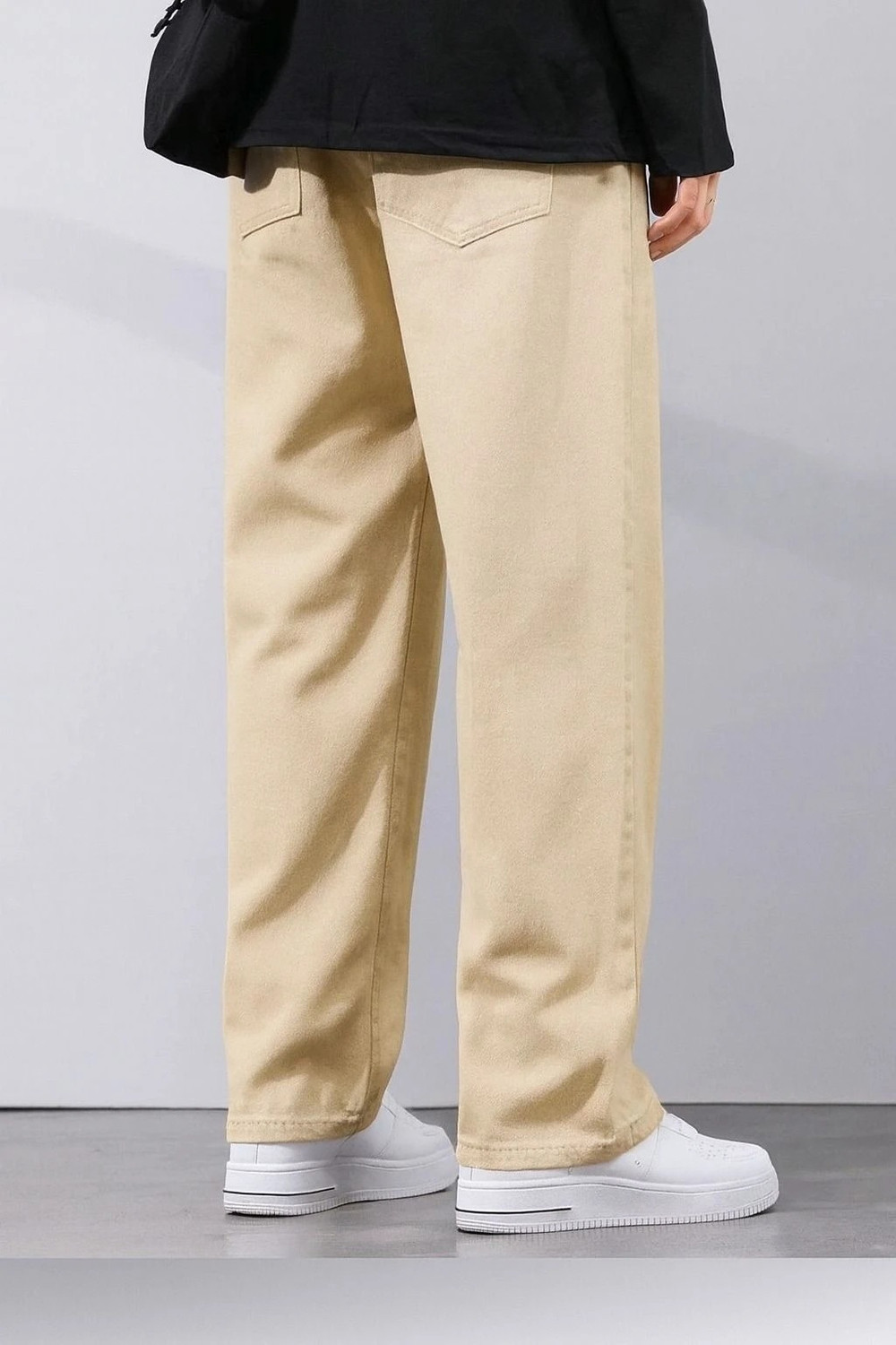 Image of DENIM DUCH Men Loose Fit Mid Rise Beige Jeans