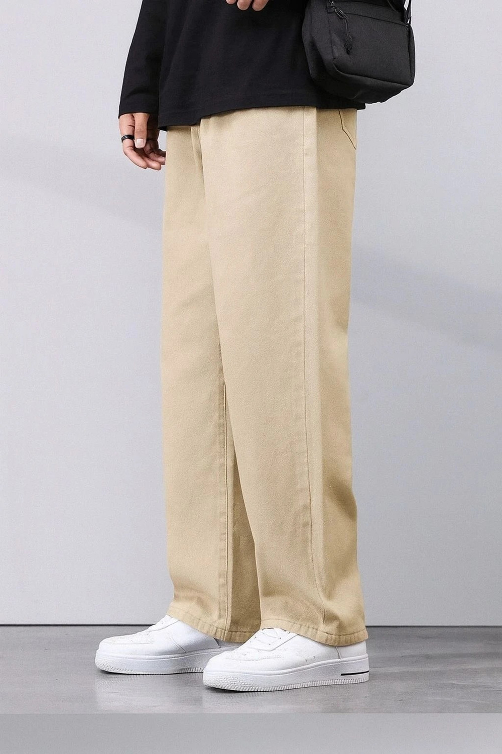 Image of DENIM DUCH Men Loose Fit Mid Rise Beige Jeans