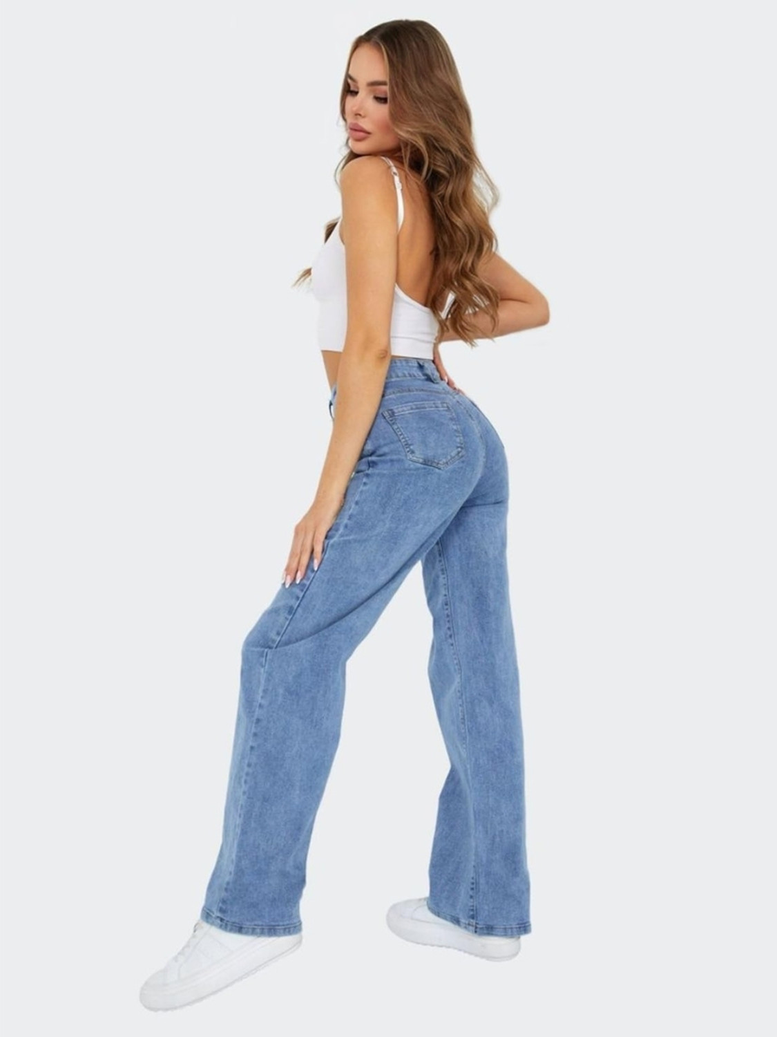 Image of Crazeis Women Loose Fit High Rise Light Blue Jeans