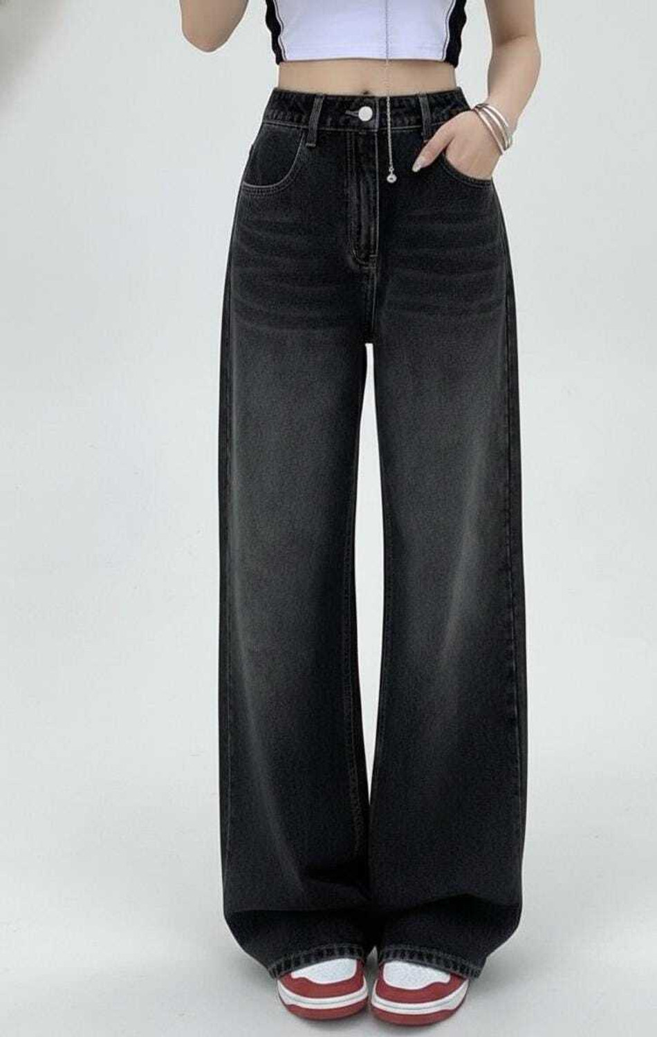Image of ADIANADI Women Wide Leg High Rise White Jeans