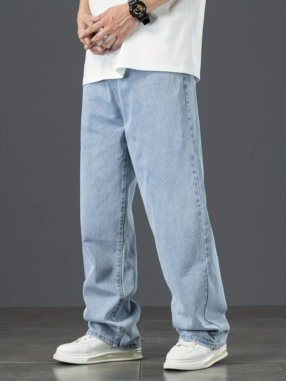Image of Bene Kleed Men Loose Fit Mid Rise Blue Jeans