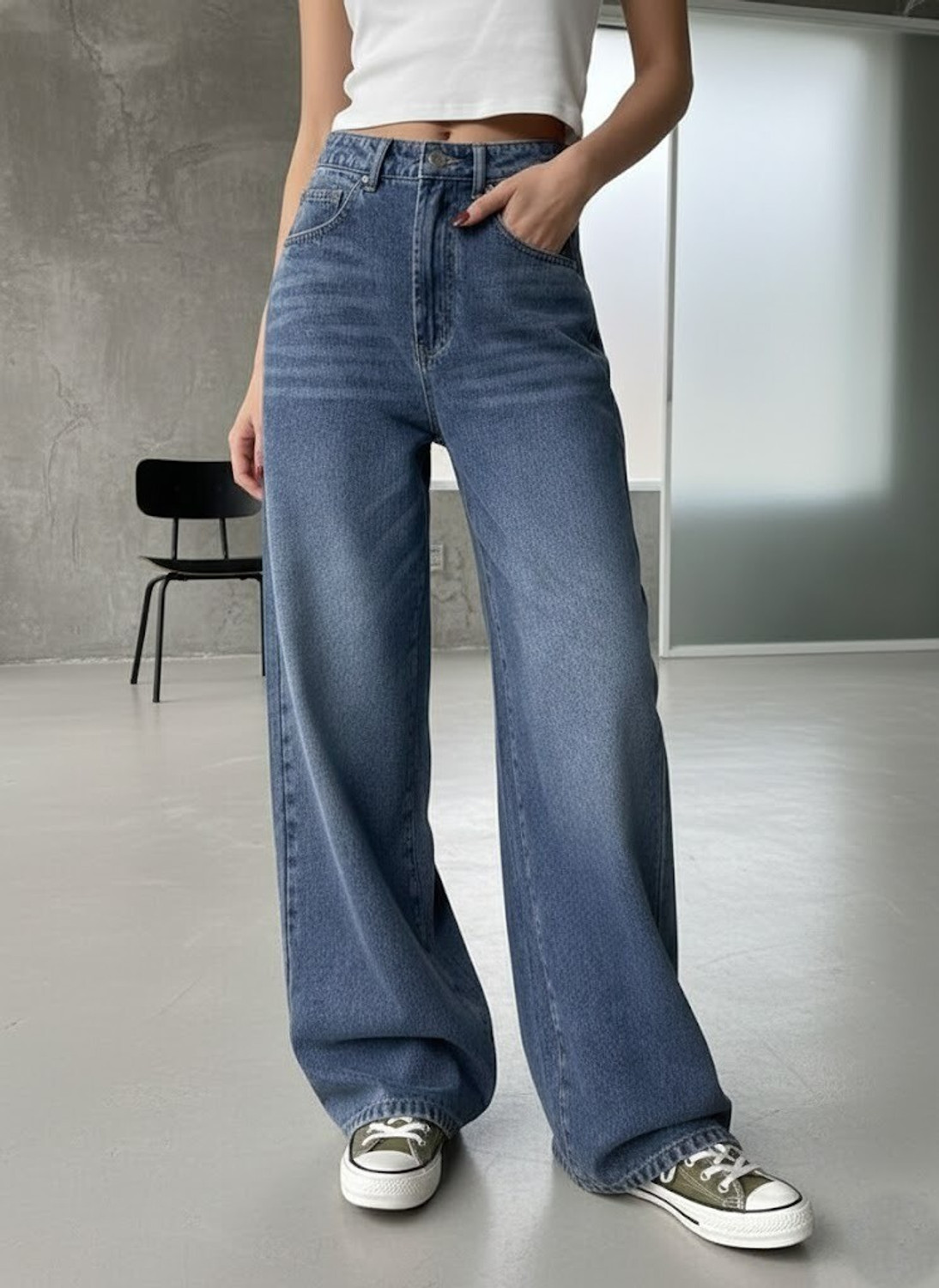 Image of Crazeis Women Loose Fit High Rise Light Blue Jeans