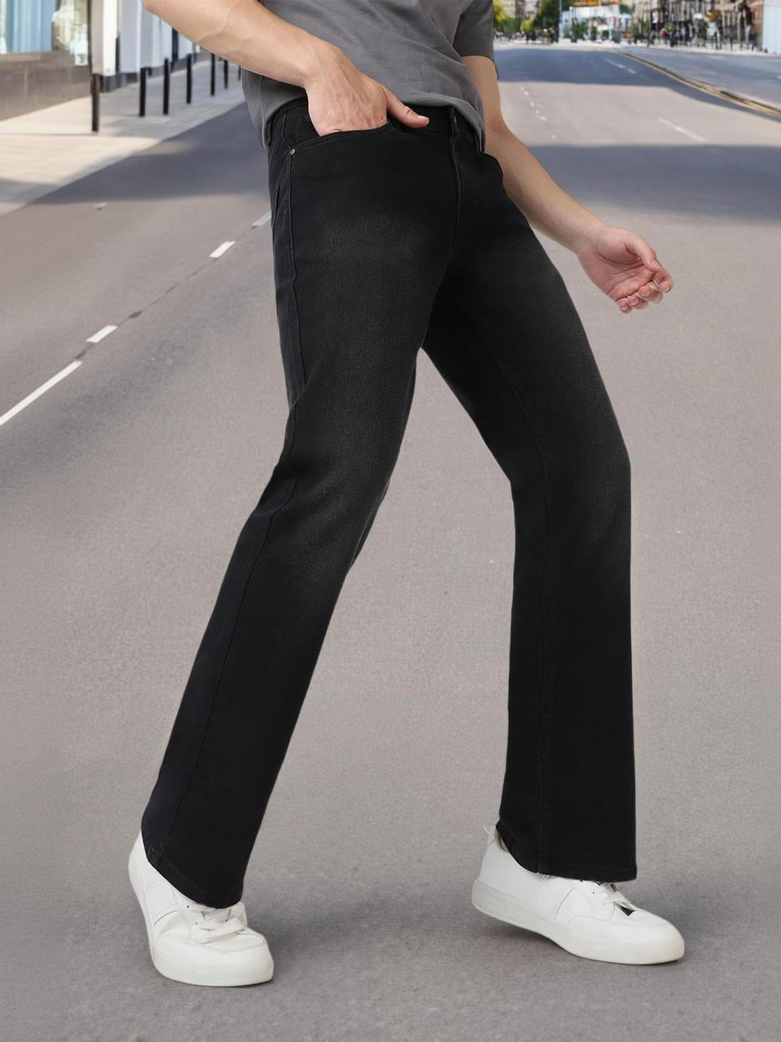 Urbano Fashion Boot-Leg Men Black Jeans