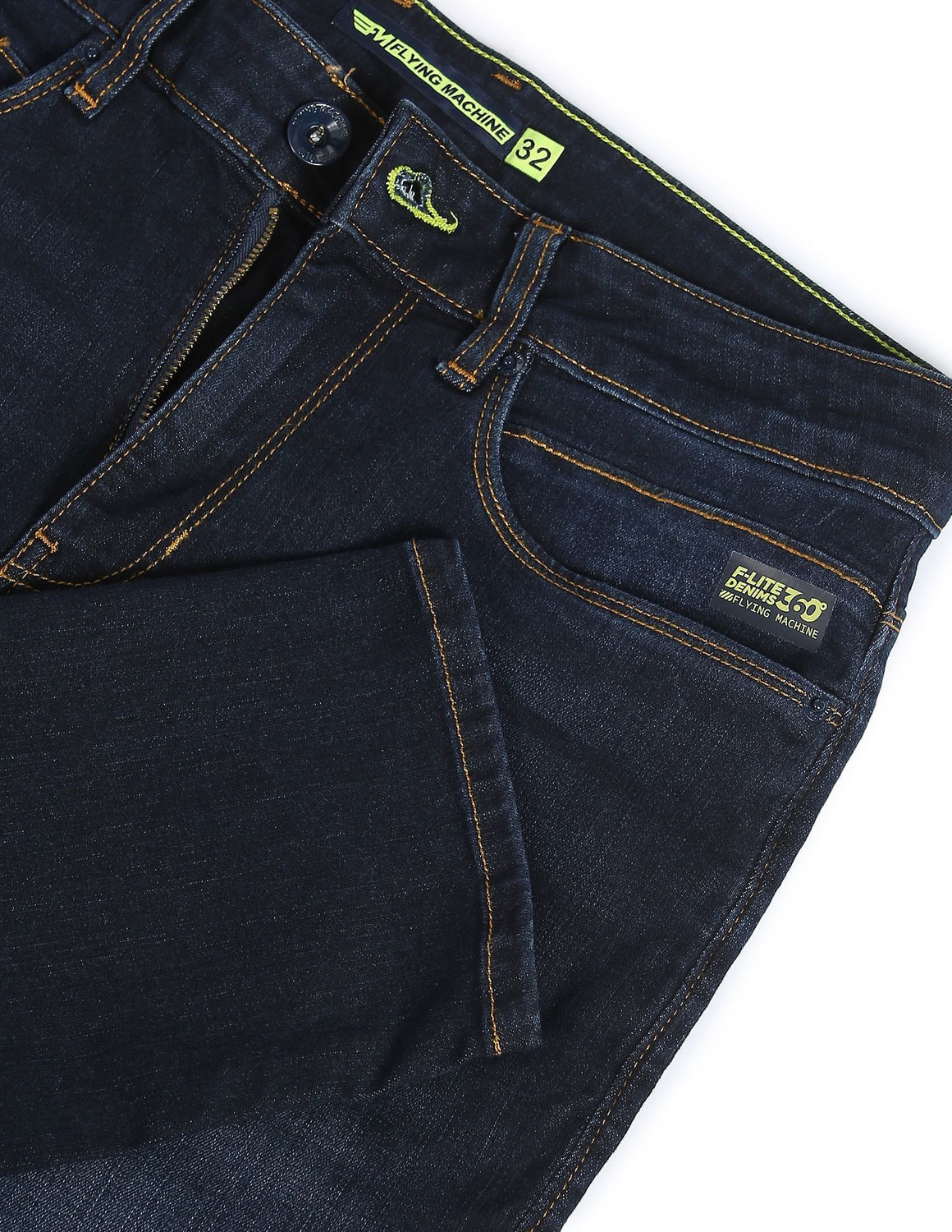 Image of FLYING MACHINE Men Slim Mid Rise Blue Jeans