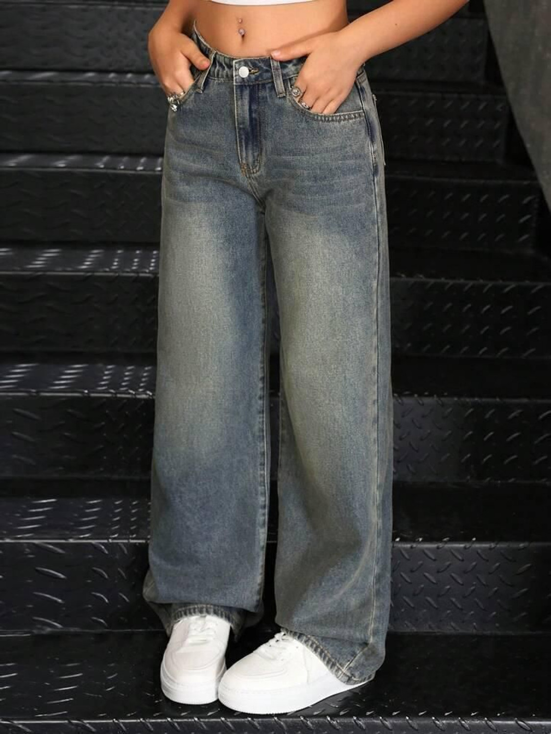 Image of Crazeis Women Loose Fit High Rise Light Blue Jeans