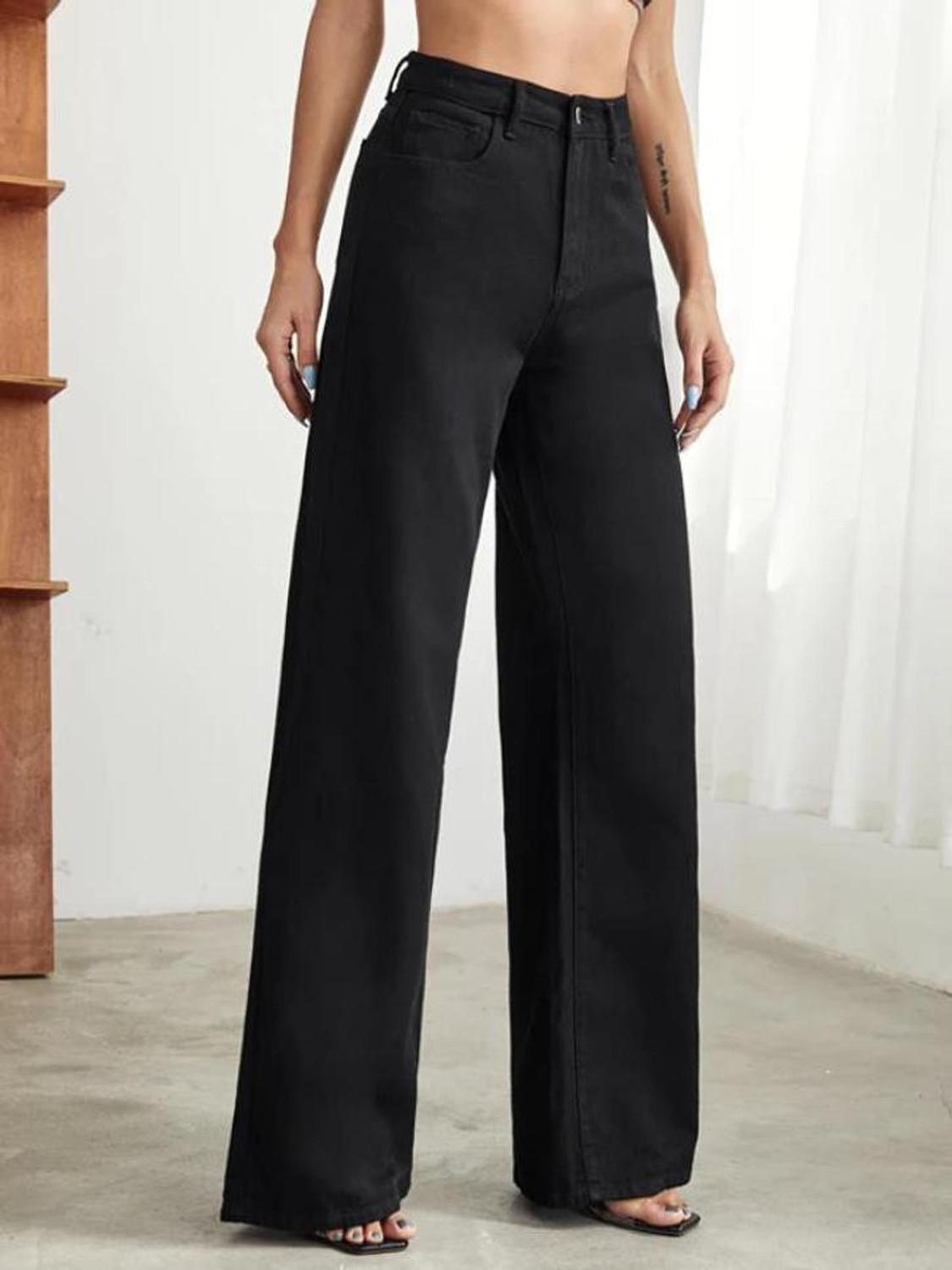 Image of KOTTY Straight Fit Women Black Jeans