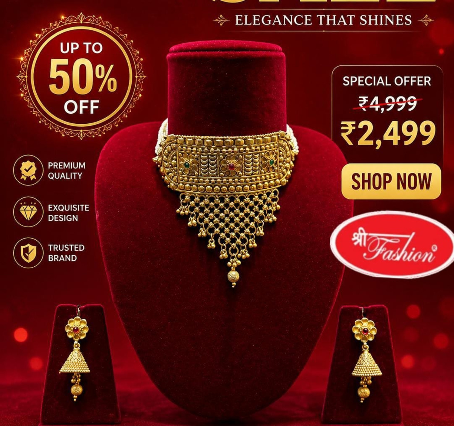 Image of RRSaless Brass Gold-plated Gold Jewel Set (Pack of 2)
