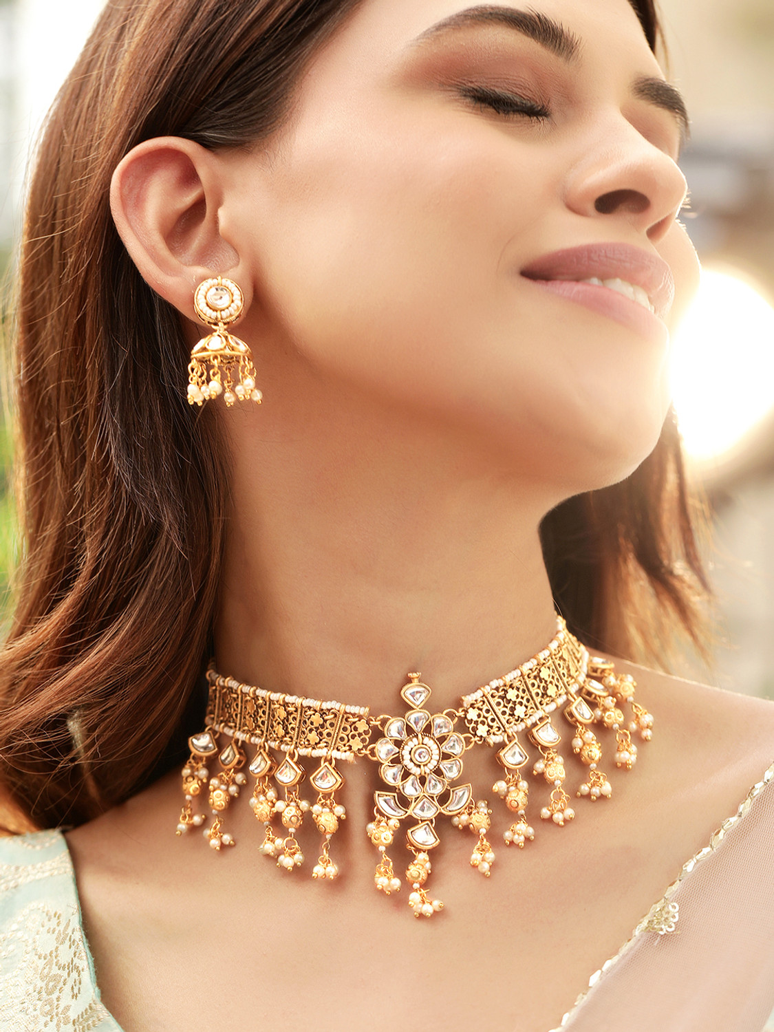 Rubans Brass Gold-plated Gold Jewellery Set