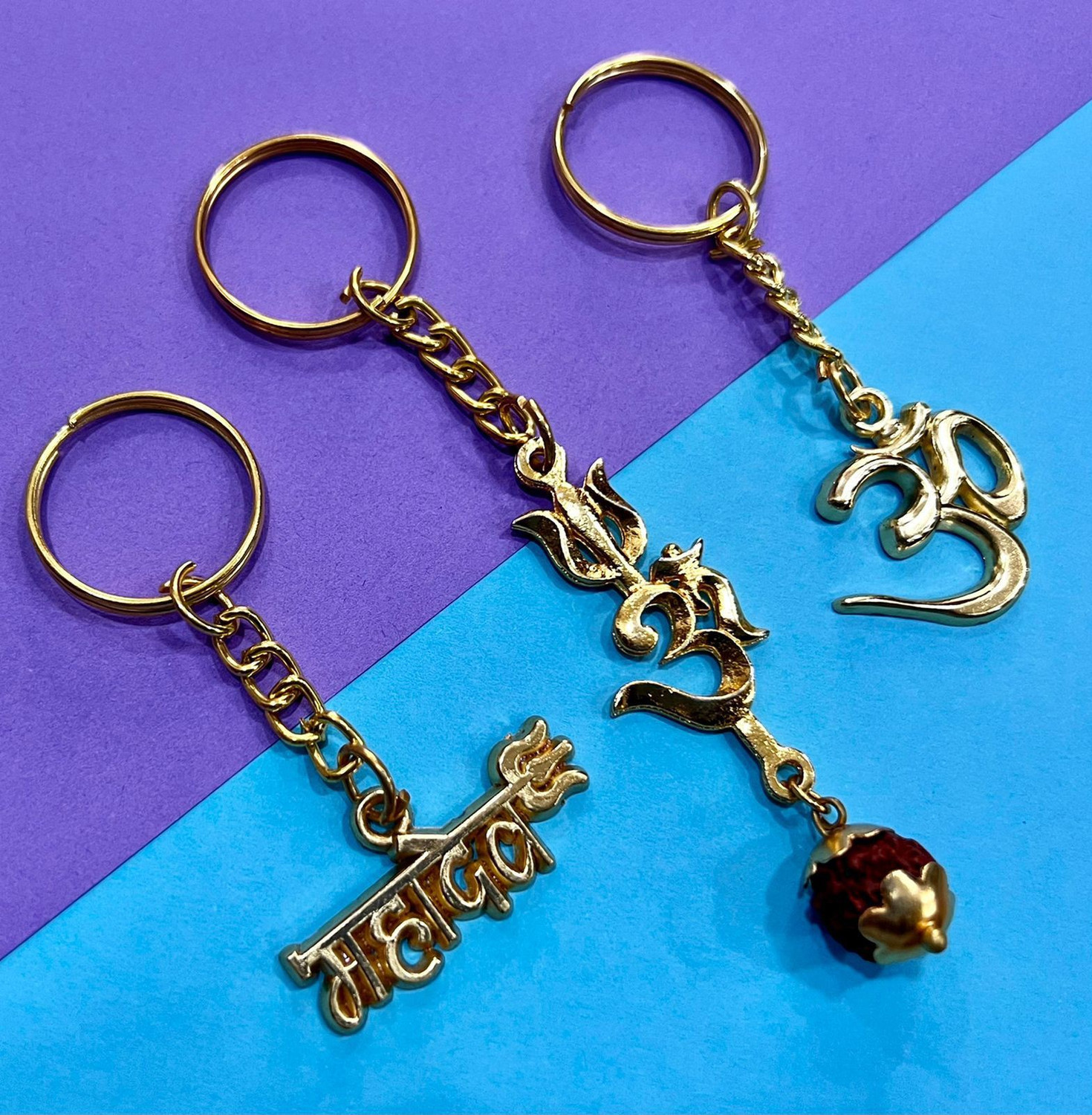 Charms Combo of Lord Shiva Mahadev OM Trishul Rudraksha Shape Gold ...