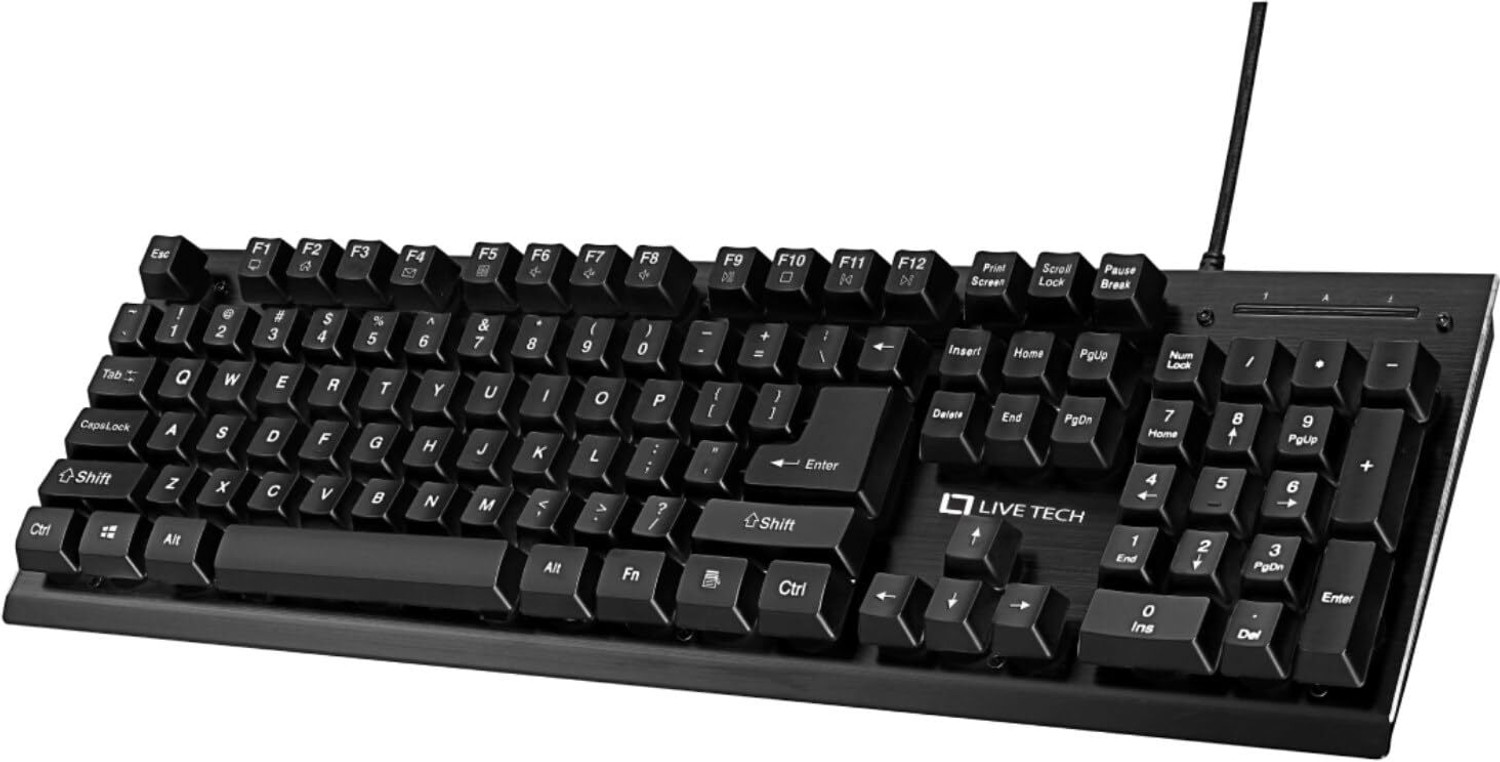 Image of Live Tech KB03 Wired USB Standard Gaming Keyboard Compatible with Desktop, Laptop, Mac (Black)