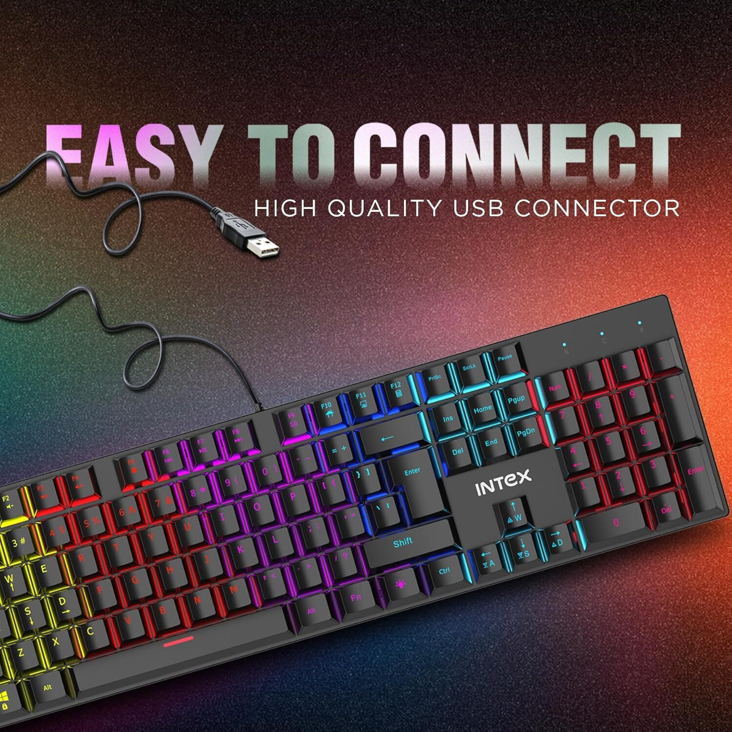 Image of Intex Caliber Wired Mechanical Gaming Keyboard with 50 Million Keystrocks Wired USB Standard Gaming Keyboard Compatible with Desktop, Laptop, Mac (Black)