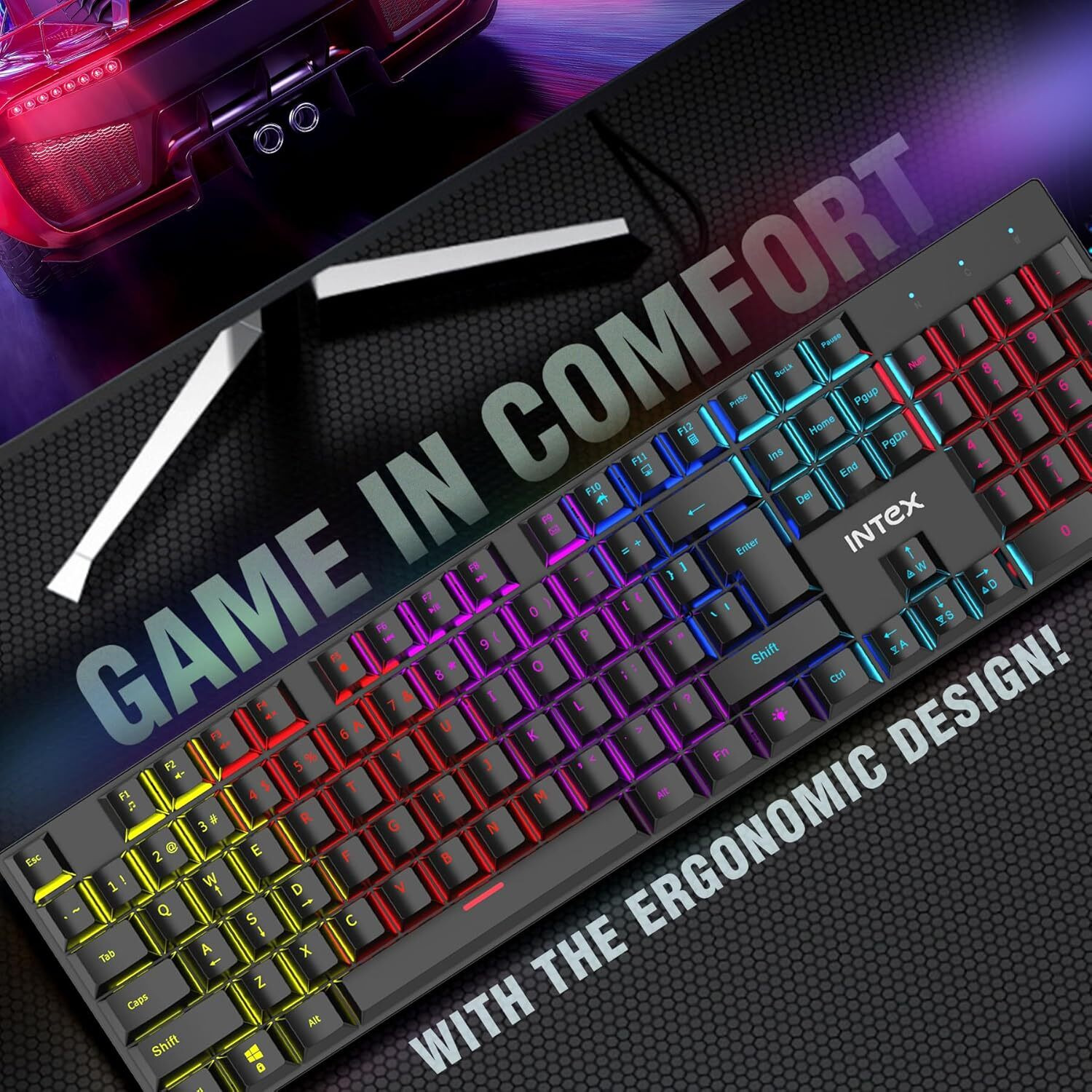 Image of Intex Caliber Wired Mechanical Gaming Keyboard with 50 Million Keystrocks Wired USB Standard Gaming Keyboard Compatible with Desktop, Laptop, Mac (Black)