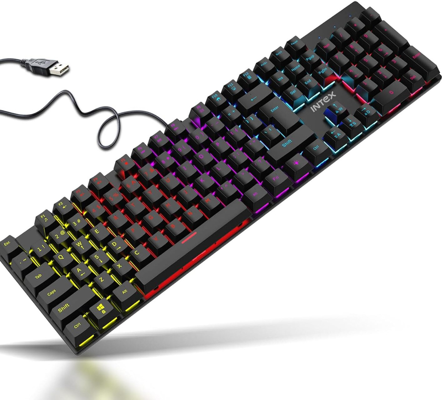 Image of Intex Caliber Wired Mechanical Gaming Keyboard with 50 Million Keystrocks Wired USB Standard Gaming Keyboard Compatible with Desktop, Laptop, Mac (Black)