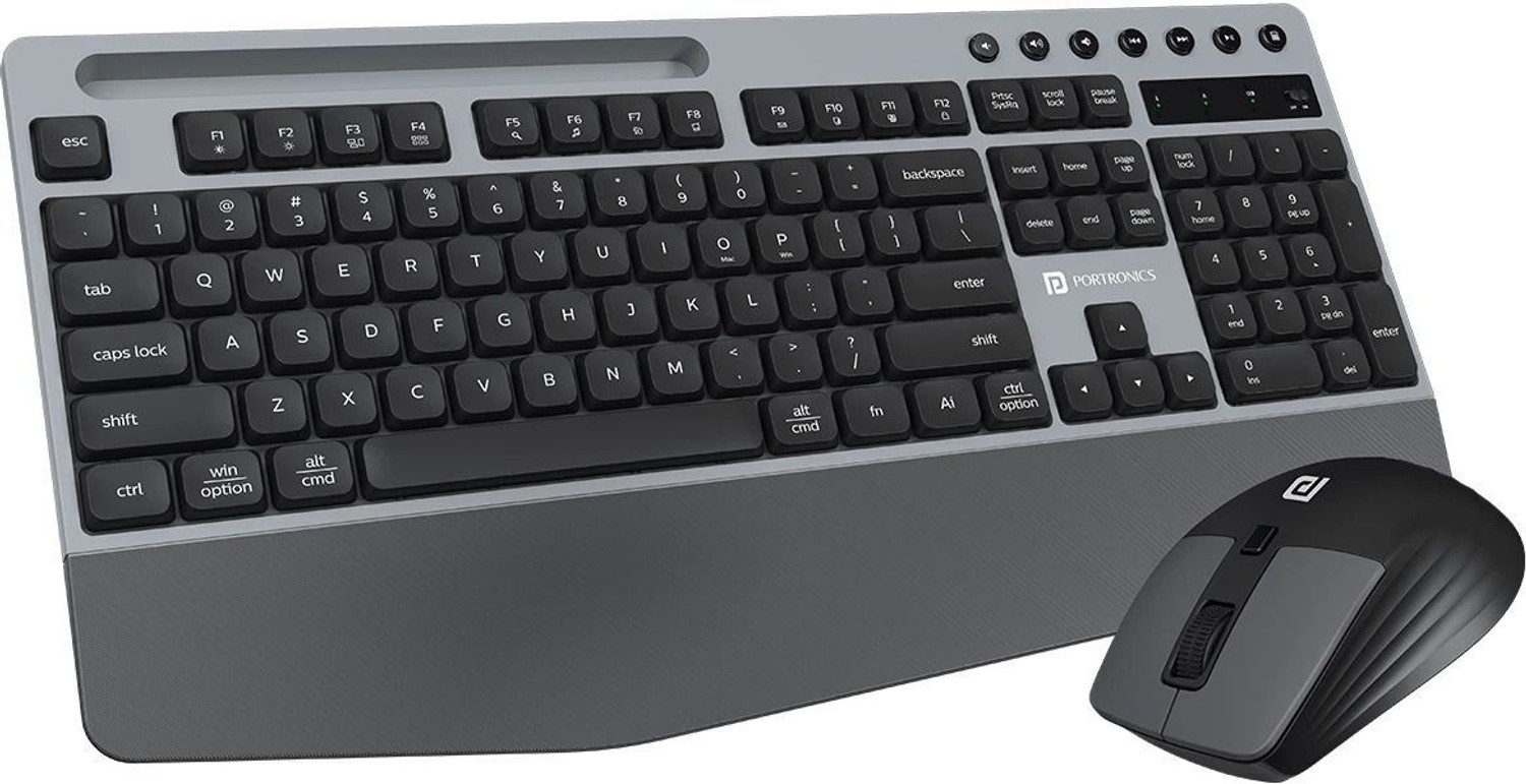 Portronics Key10 Combo Wireless Keyboard & Mouse, Wrist Rest, Media Hotkeys, USB Receiver, Wireless Handheld Laptop Keyboard Compatible with Desktop, ...