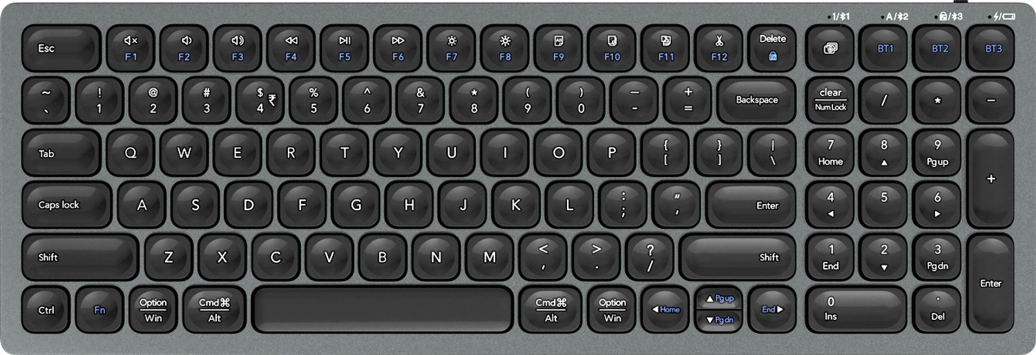 Image of ZEBRONICS Zeb K5001MW Bluetooth 5.0 keyboard for Mac, Windows, Android, Upto 3 connections Bluetooth Standard Multi-device Keyboard Compatible with Desktop, Laptop, Mac multimedia keys