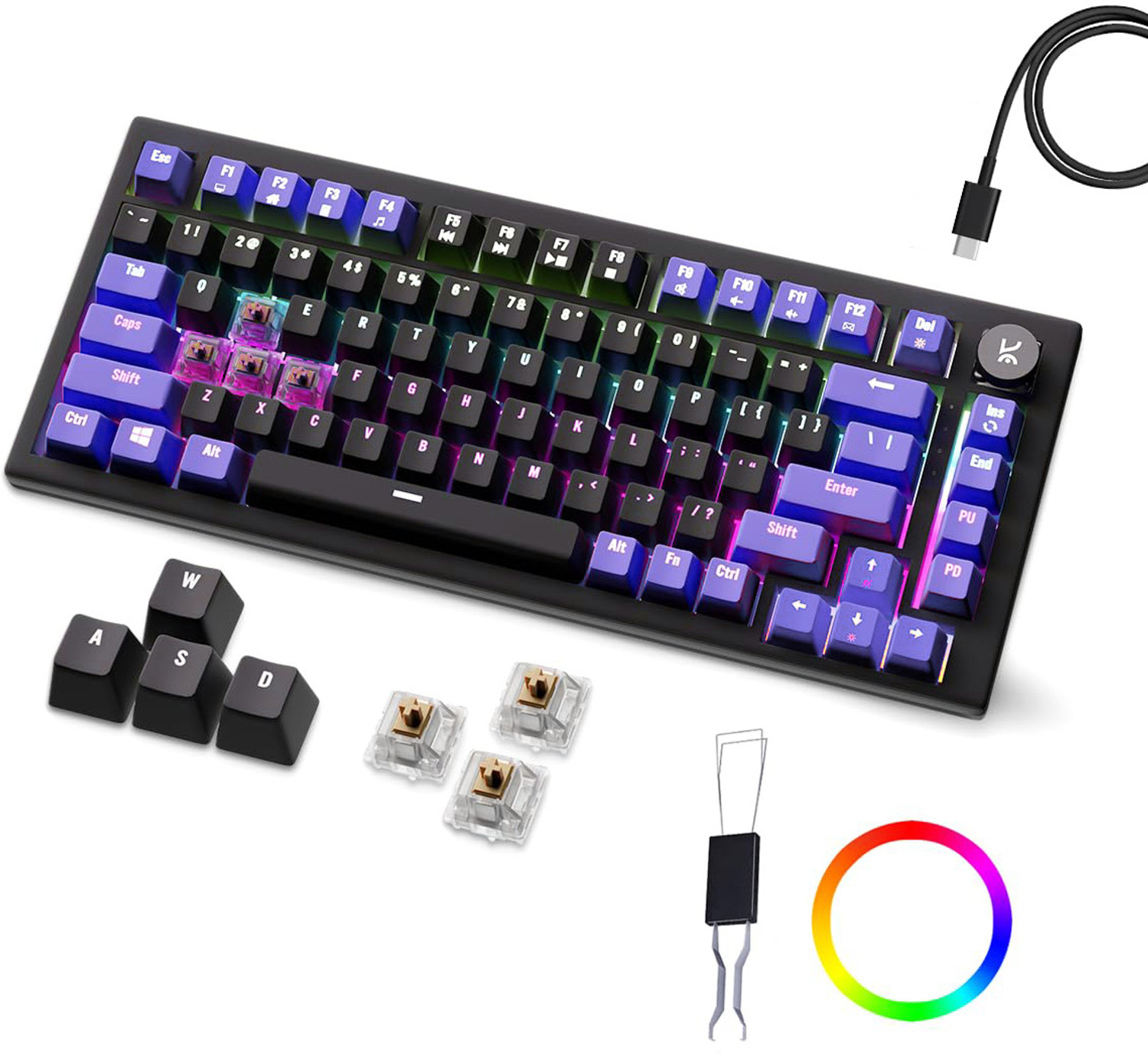 Kreo Hive RGB Gaming Mechanical Keyboard, RGB Keyboards, Braided Cable, led keyboard Wired USB Gaming Keyboard