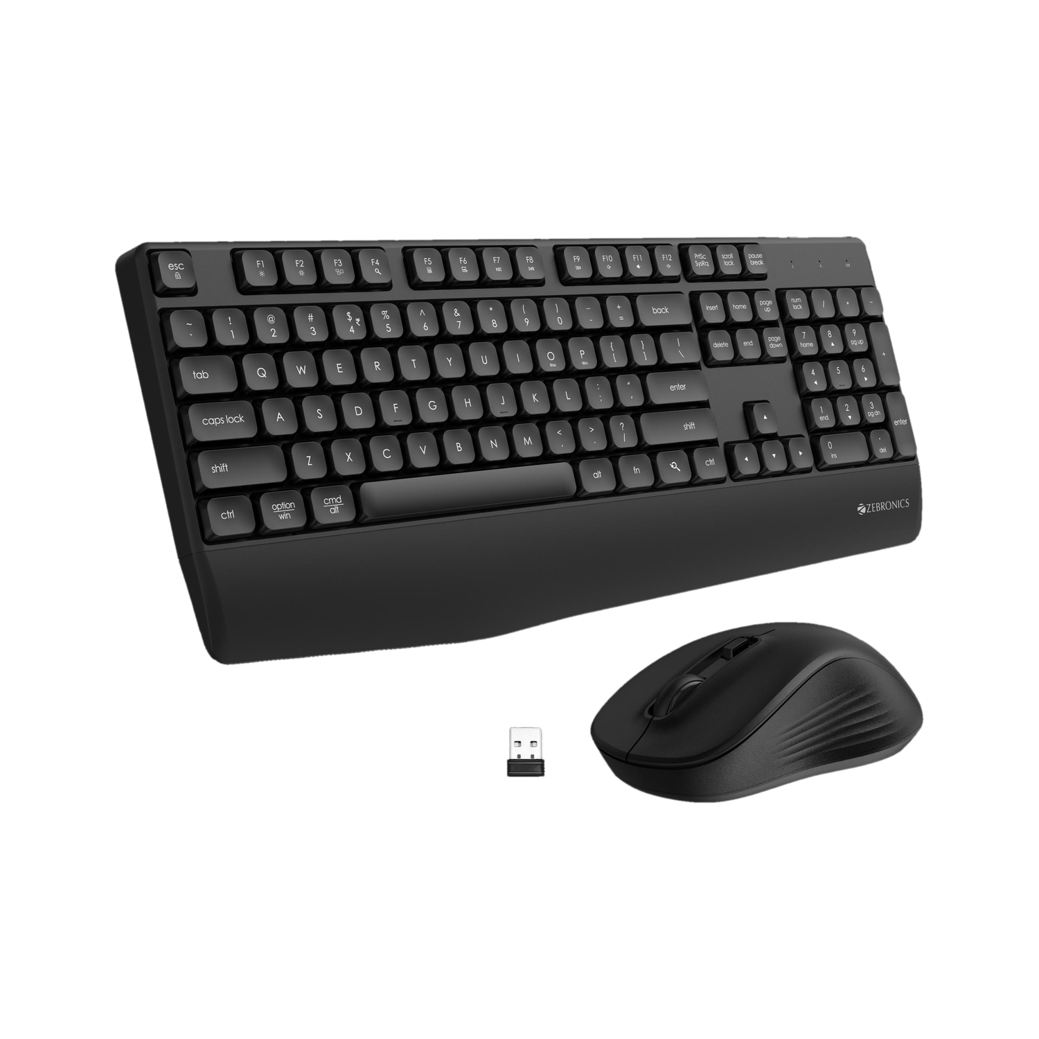 ZEBRONICS Companion 202 Wireless Standard Desktop Keyboard Compatible with Desktop, Laptop, Mac 104 Keys, Copilot AI Key, 12 Multimedia Keys, 1600 DPI...