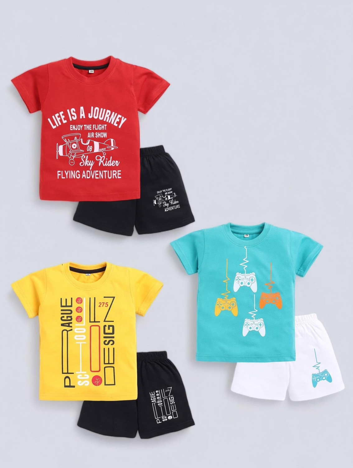 Image of carrydreams Boys Casual T-shirt Shorts (RED YELLOW)