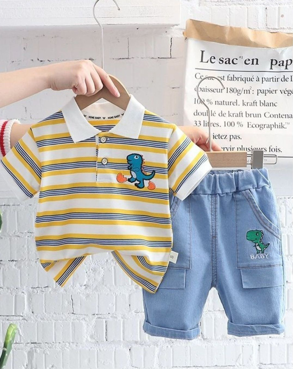 Image of Choo Choo Boys Casual Shirt Shorts (Off White, White, Peach)