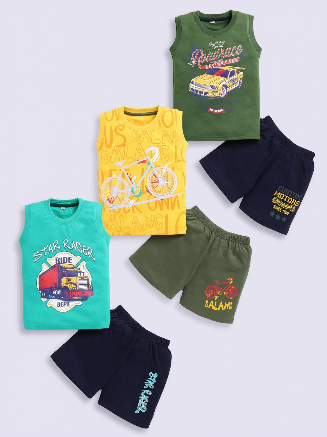 Image of carrydreams Boys Casual T-shirt Shorts (RED YELLOW)