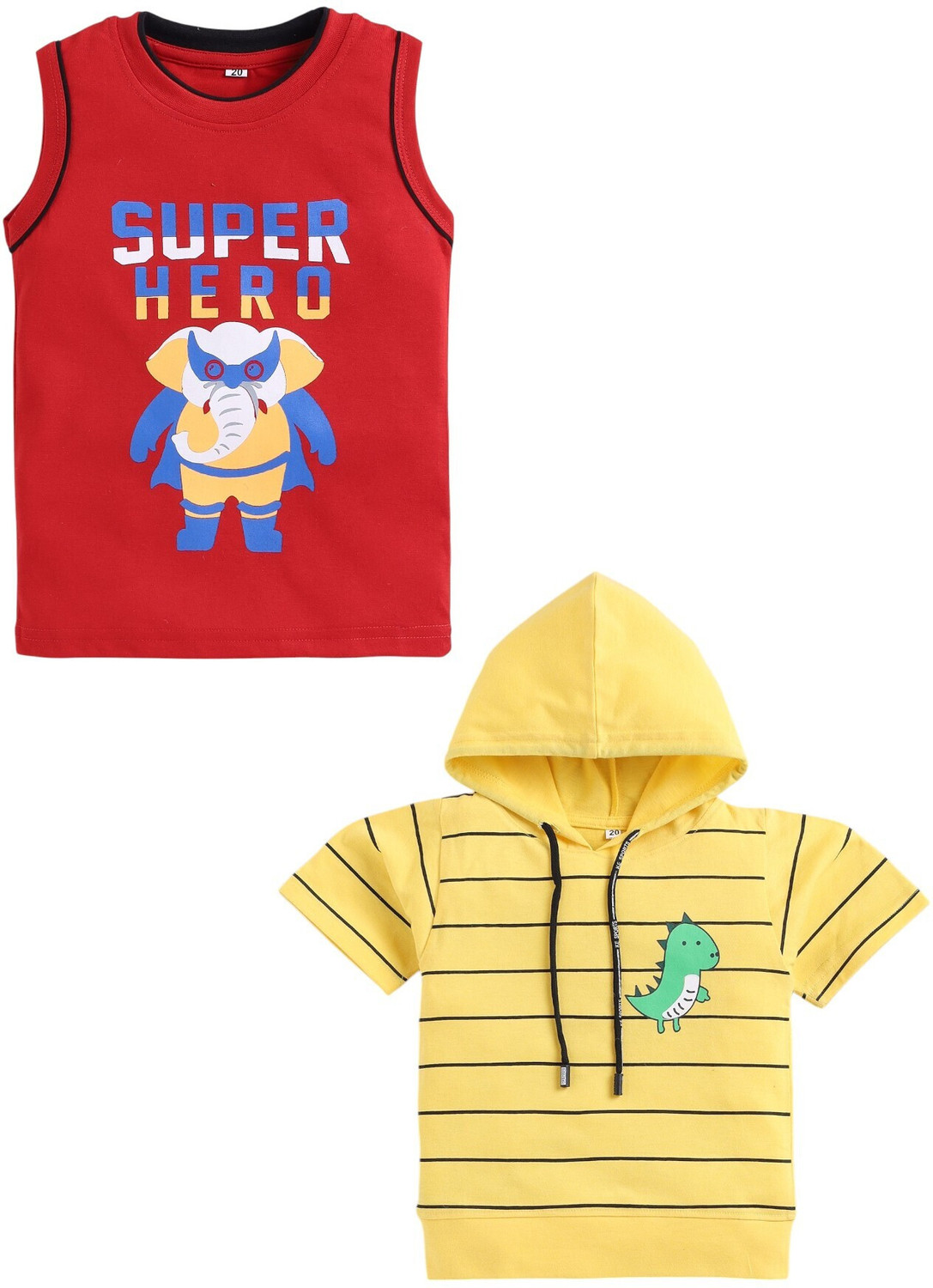 Image of carrydreams Boys Casual T-shirt Shorts (RED YELLOW)