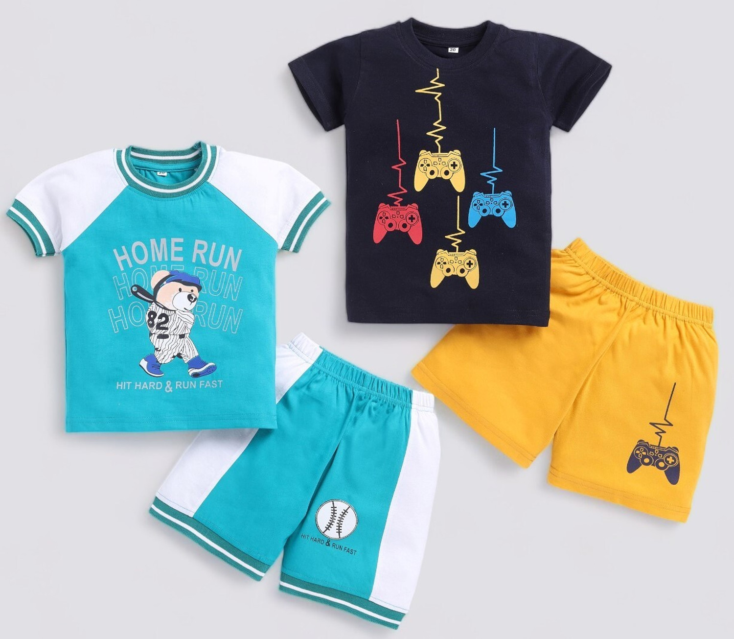 Image of carrydreams Boys Casual T-shirt Shorts (RED YELLOW)