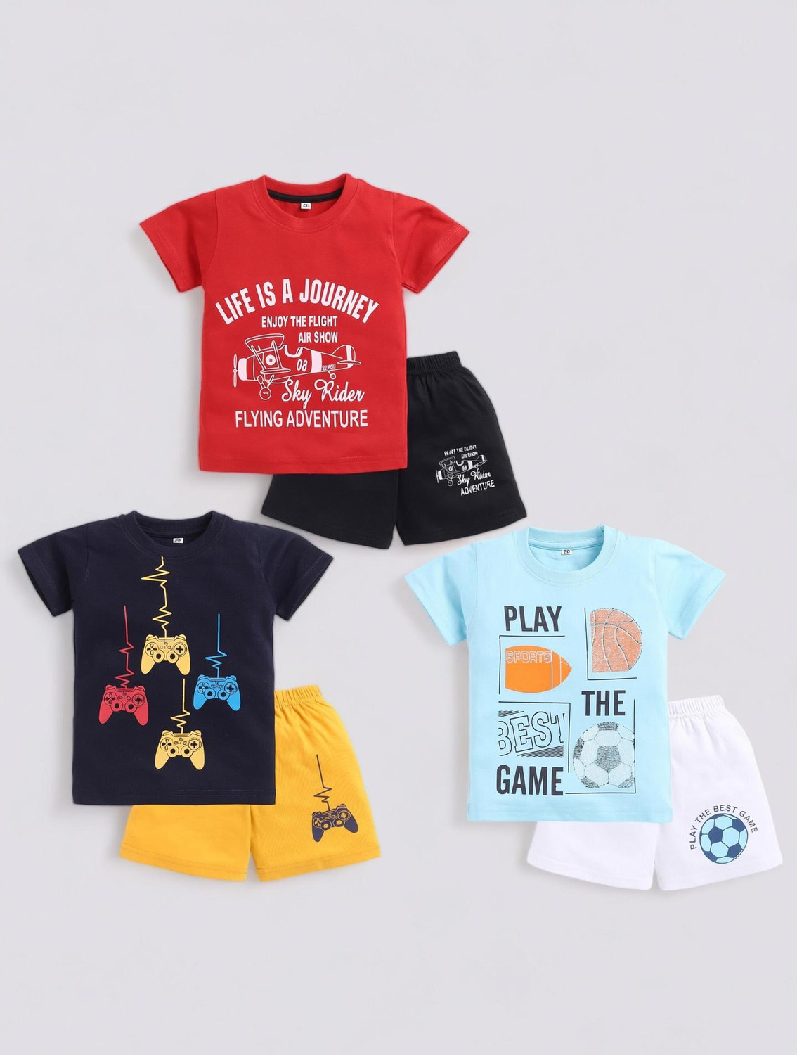 Image of carrydreams Boys Casual T-shirt Shorts (RED YELLOW)