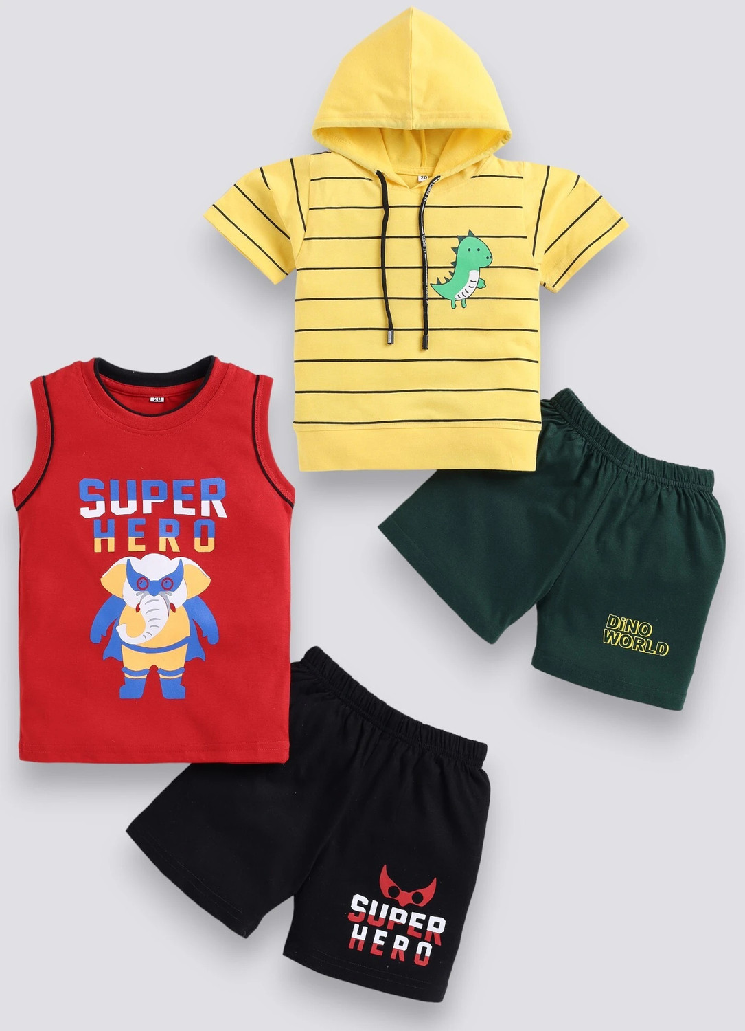 Image of carrydreams Boys Casual T-shirt Shorts (RED YELLOW)